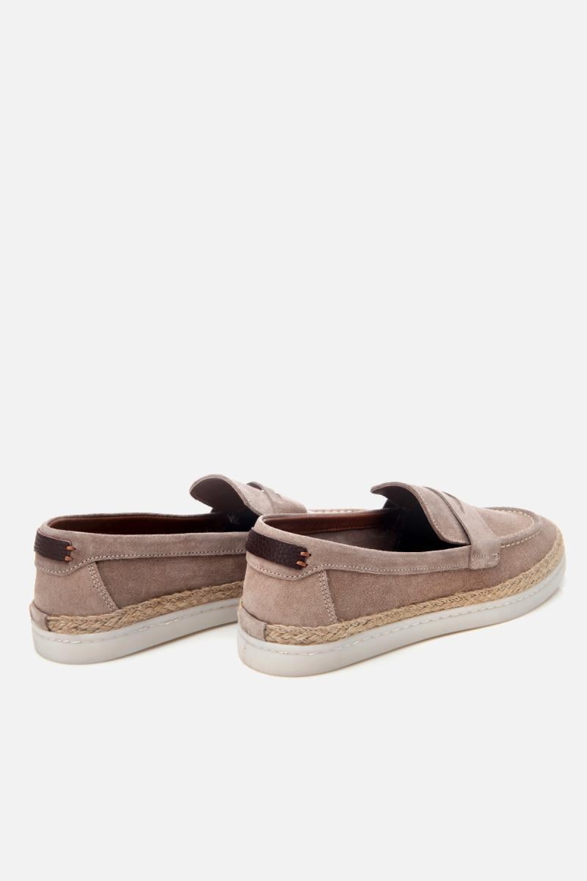 Erkek Süet Deri Bej Hasır Detaylı Günlük Loafer - Görsel 6