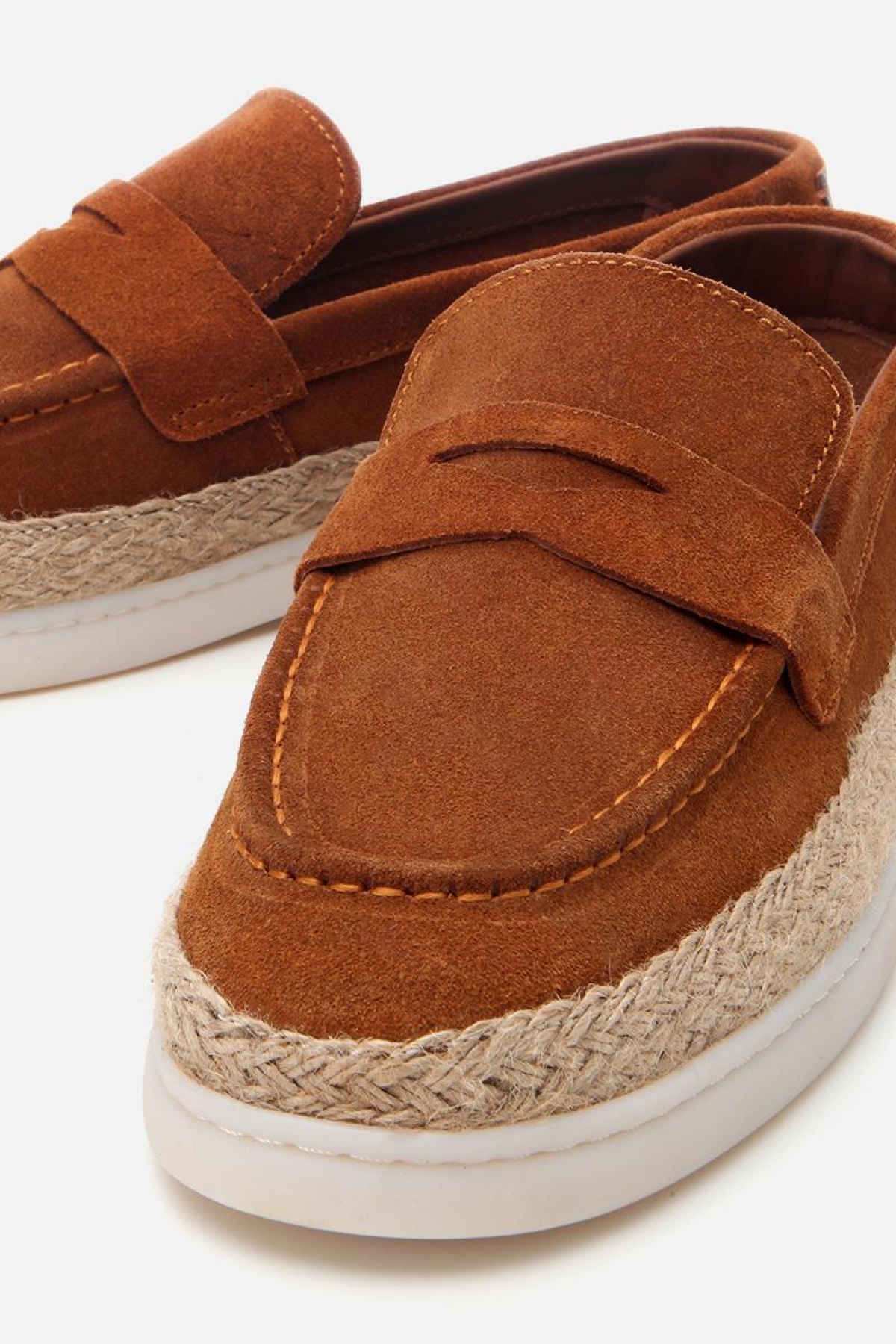 Erkek Süet Deri Taba Hasır Detaylı Günlük Loafer - Görsel 4