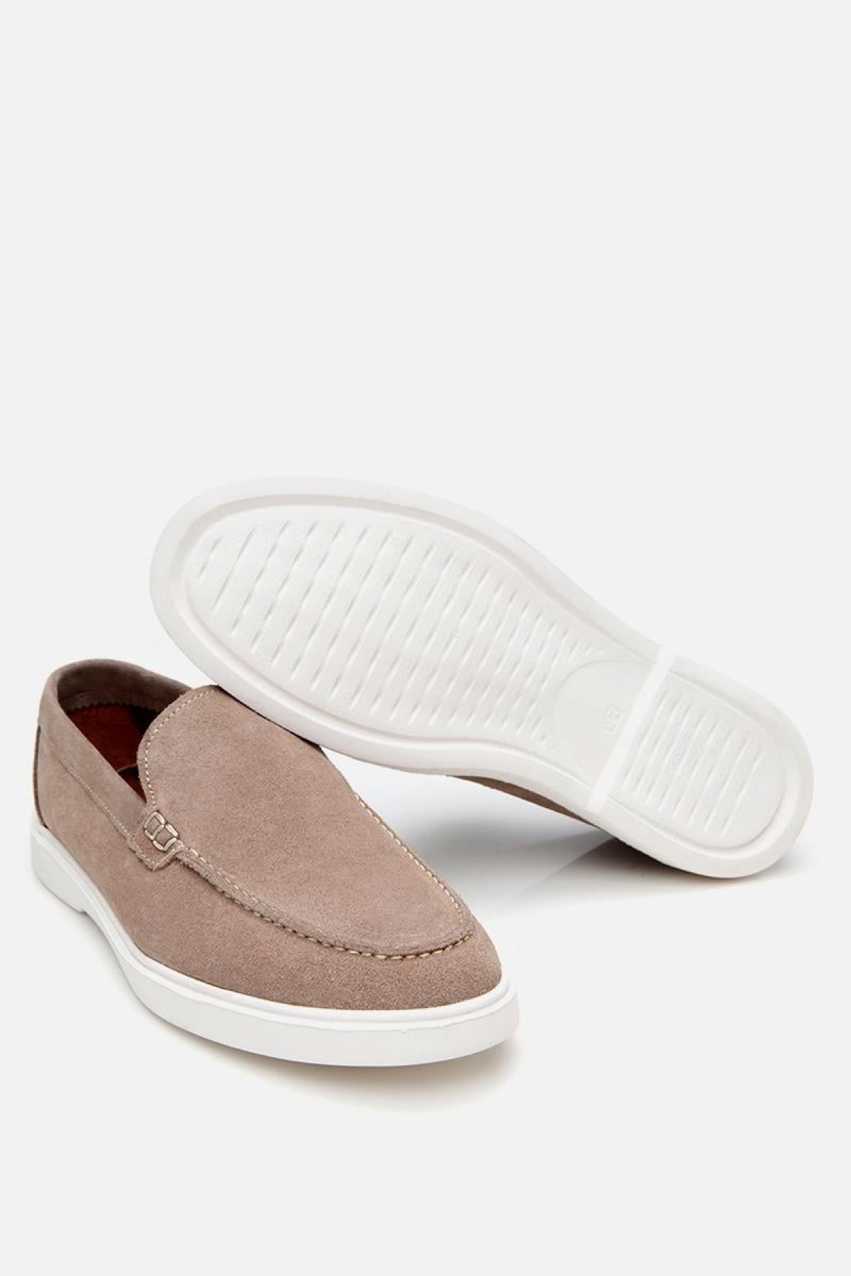 Erkek Süet Deri Bej Hafif Tabanlı Günlük Loafer - Görsel 7