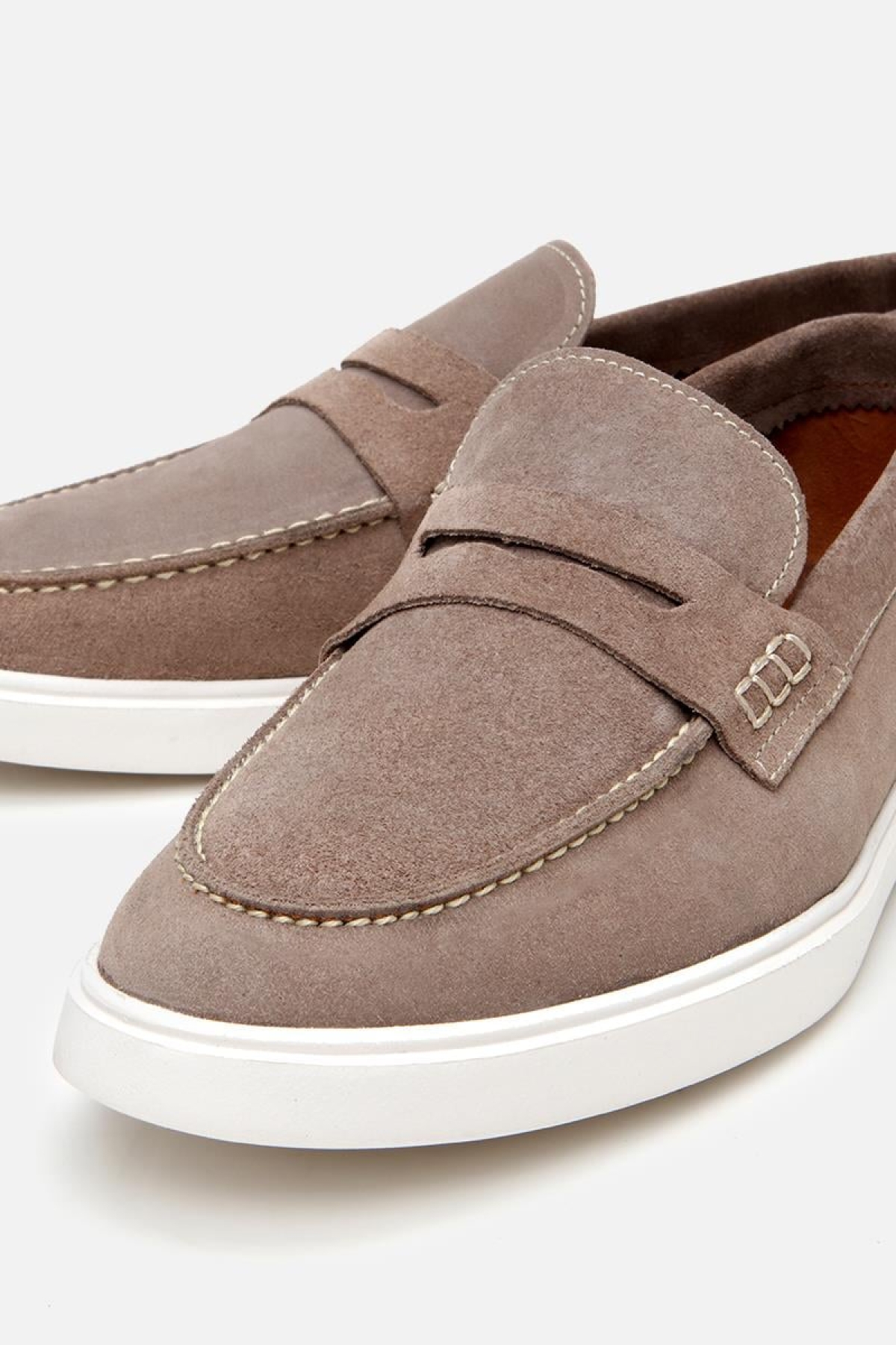 Erkek Süet Deri Bej Hafif Tabanlı Günlük Loafer - Görsel 4