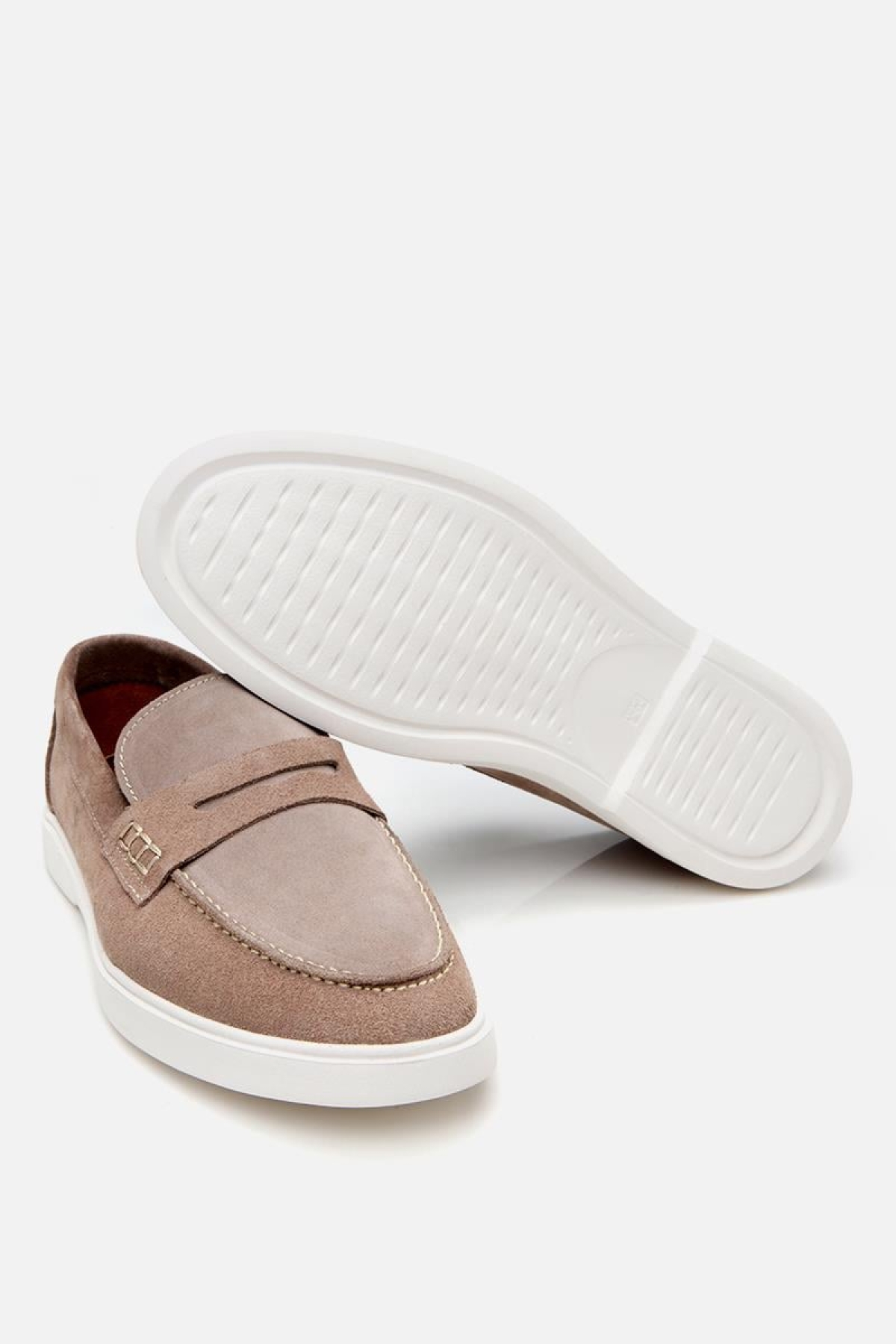 Erkek Süet Deri Bej Hafif Tabanlı Günlük Loafer - Görsel 7