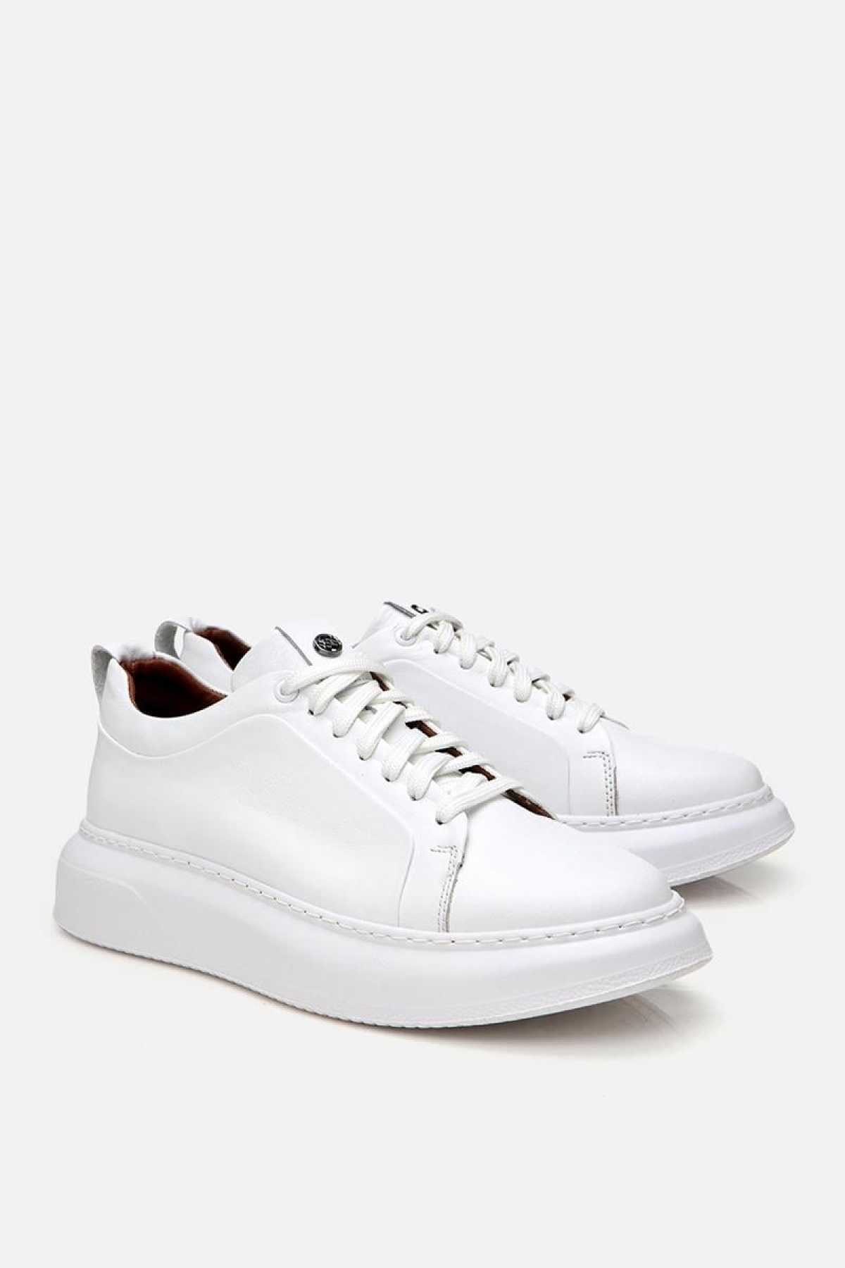 Erkek Deri Beyaz Hafif Tabanlı Spor Ayakkabı - Görsel 3