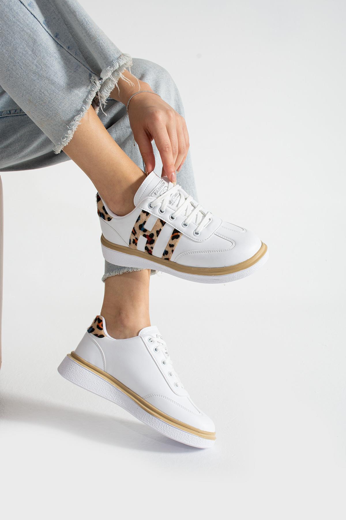 Kadın Leopar Desenli Ortopedik Günlük Spor Ayakkabısı - Görsel 3