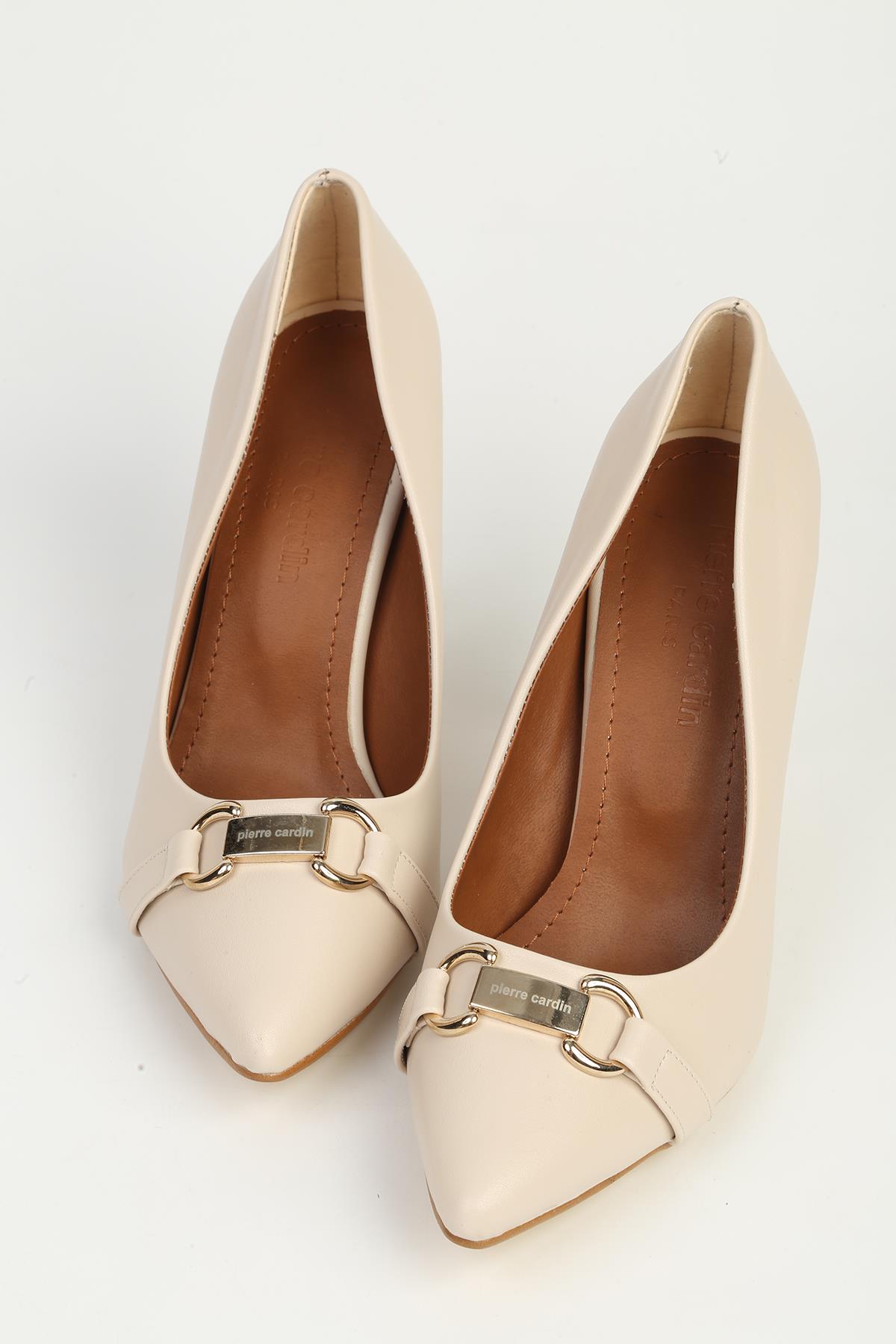 Krem Kadın Topuklu Ayakkabı PC-55135 - Görsel 2