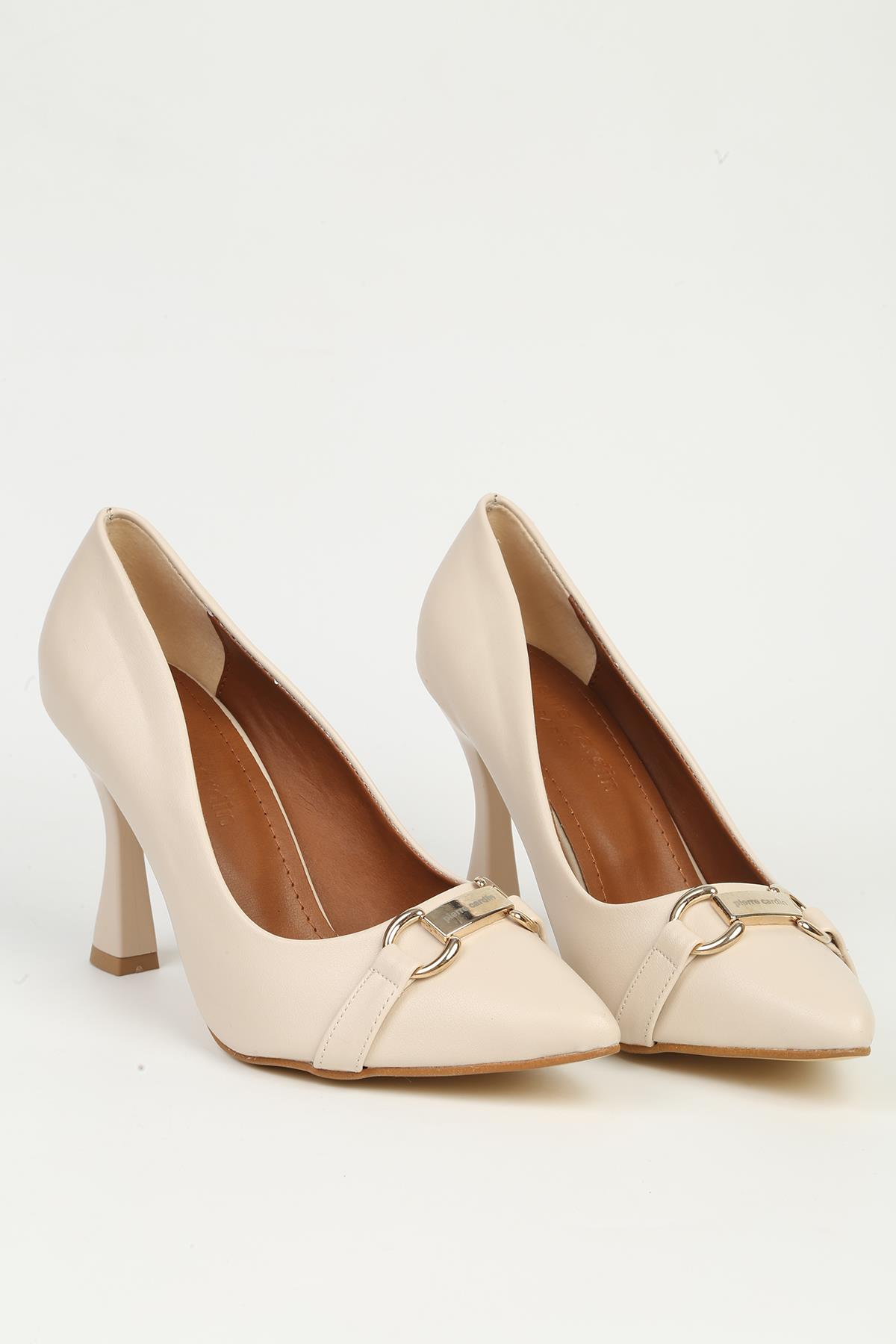 Krem Kadın Topuklu Ayakkabı PC-55135 - Görsel 4