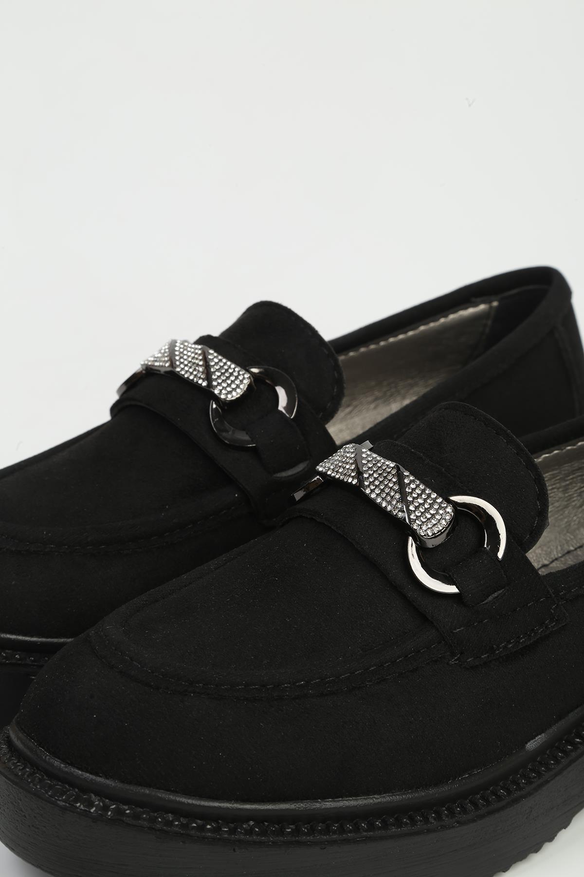 Kadın Siyah Süet Loafer PC-55223 - Görsel 4