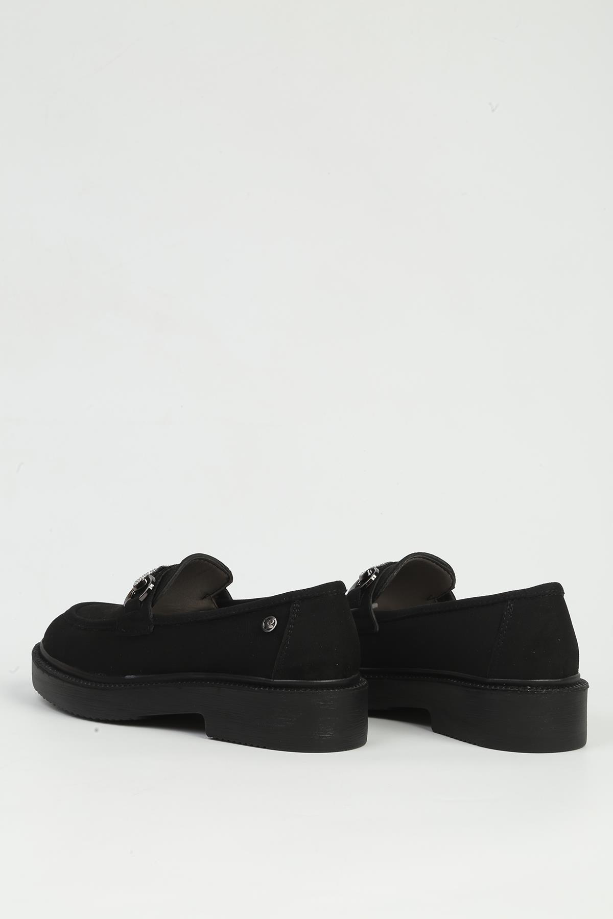 Kadın Siyah Süet Loafer PC-55223 - Görsel 5