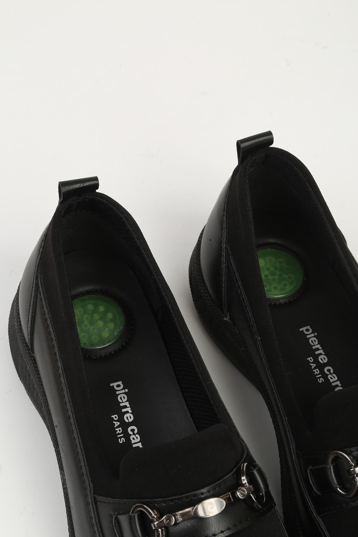 Siyah Deri Kadın Spor Ayakkabı PC-55361 - Görsel 5