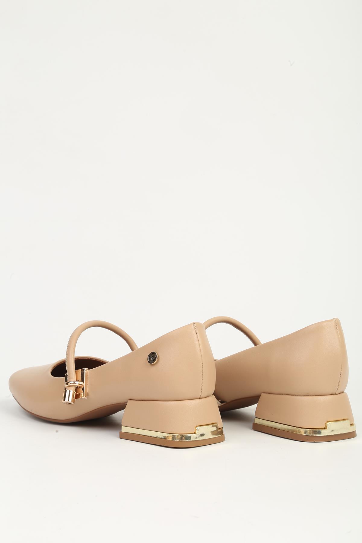 Bej Kadın Topuklu Ayakkabı PC-55119 - Görsel 4