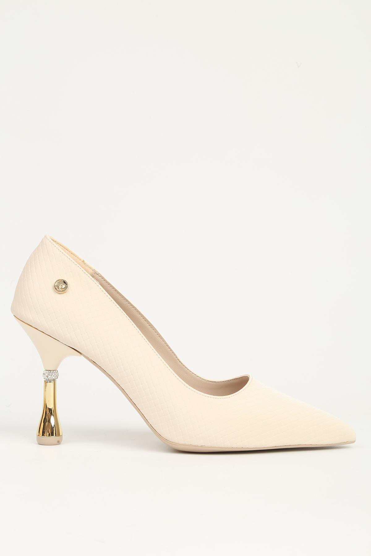 Krem Kadın Topuklu Ayakkabı PC-55021 - Görsel 2