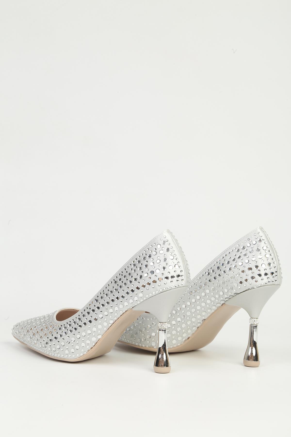 Gümüş Kadın Topuklu Ayakkabı PC-55020 - Görsel 5