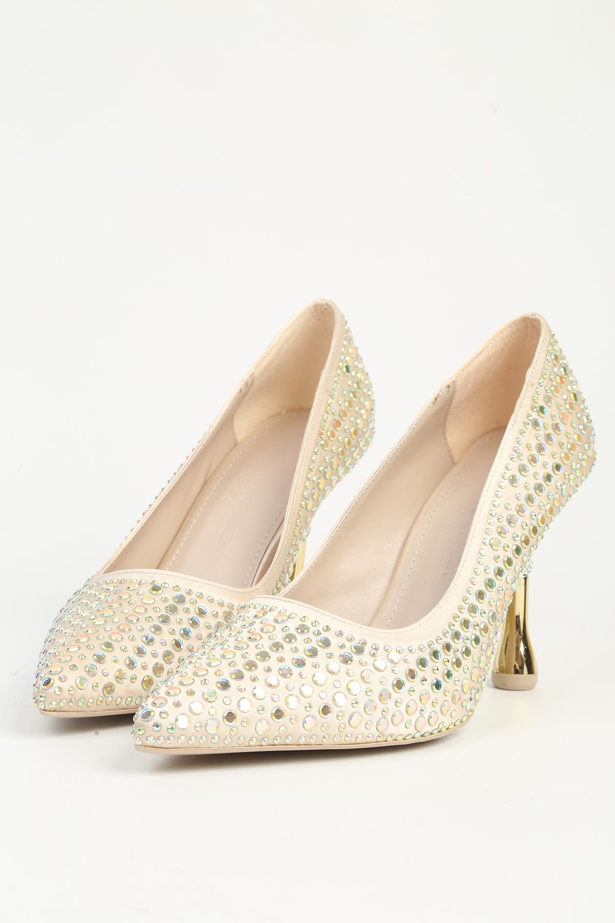 Altın Kadın Topuklu Ayakkabı PC-55020 - Görsel 2