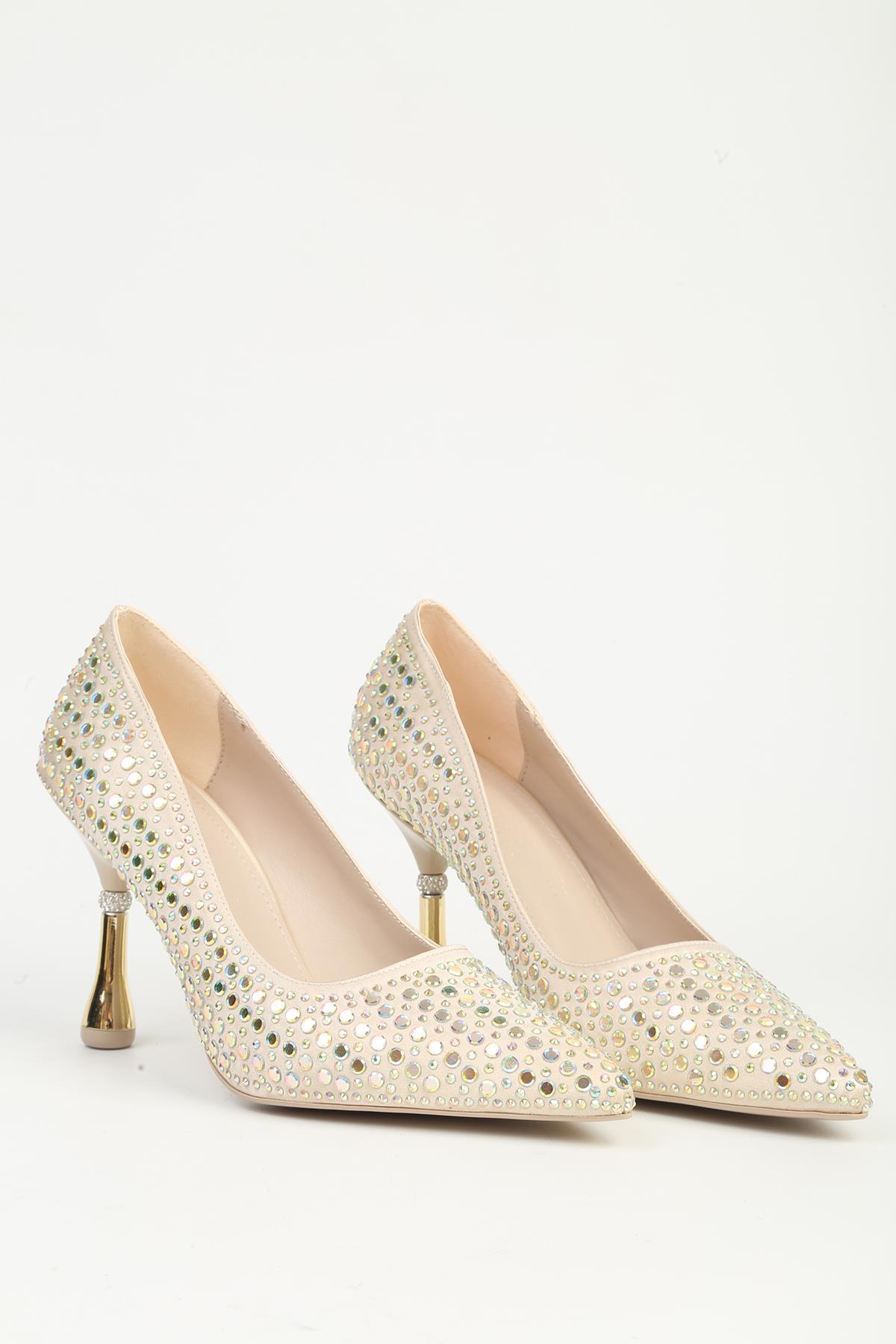 Altın Kadın Topuklu Ayakkabı PC-55020 - Görsel 4