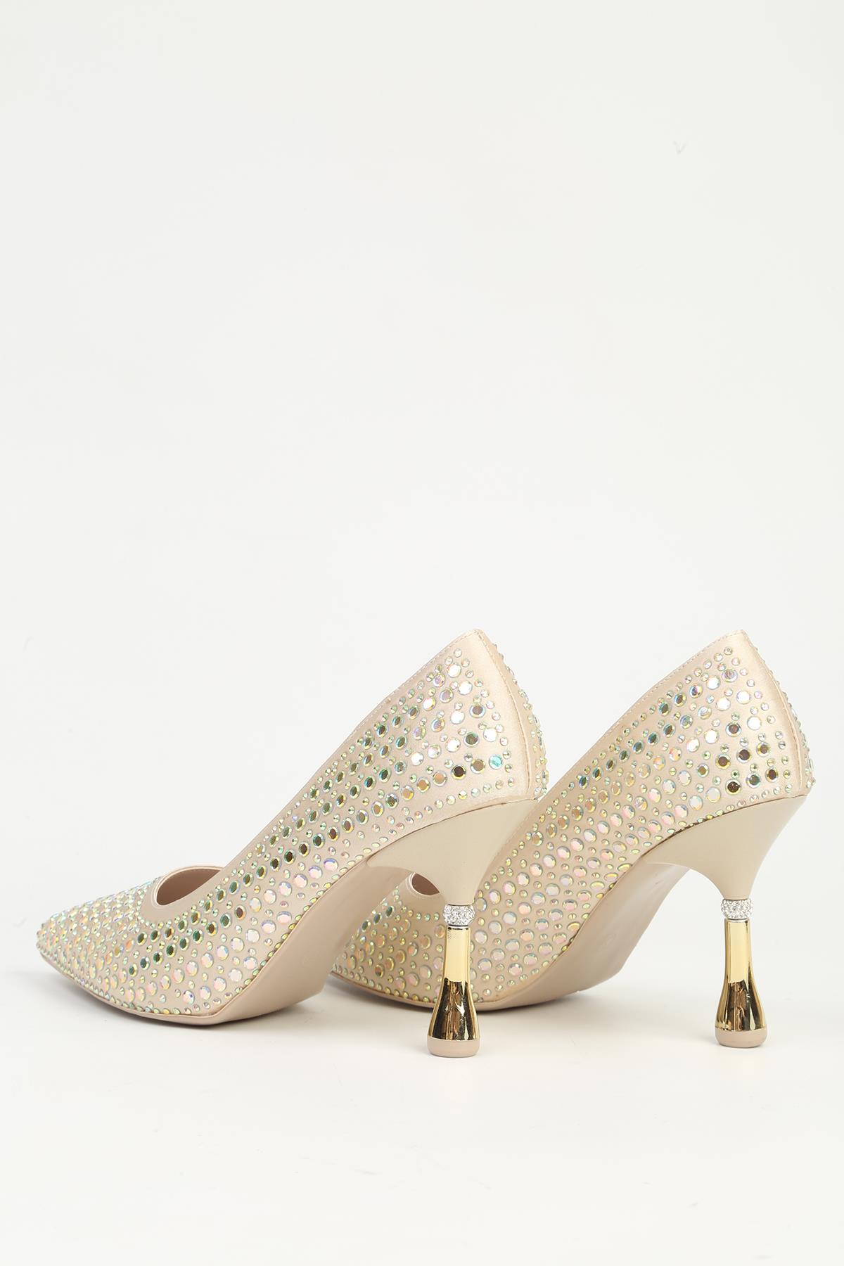 Altın Kadın Topuklu Ayakkabı PC-55020 - Görsel 5
