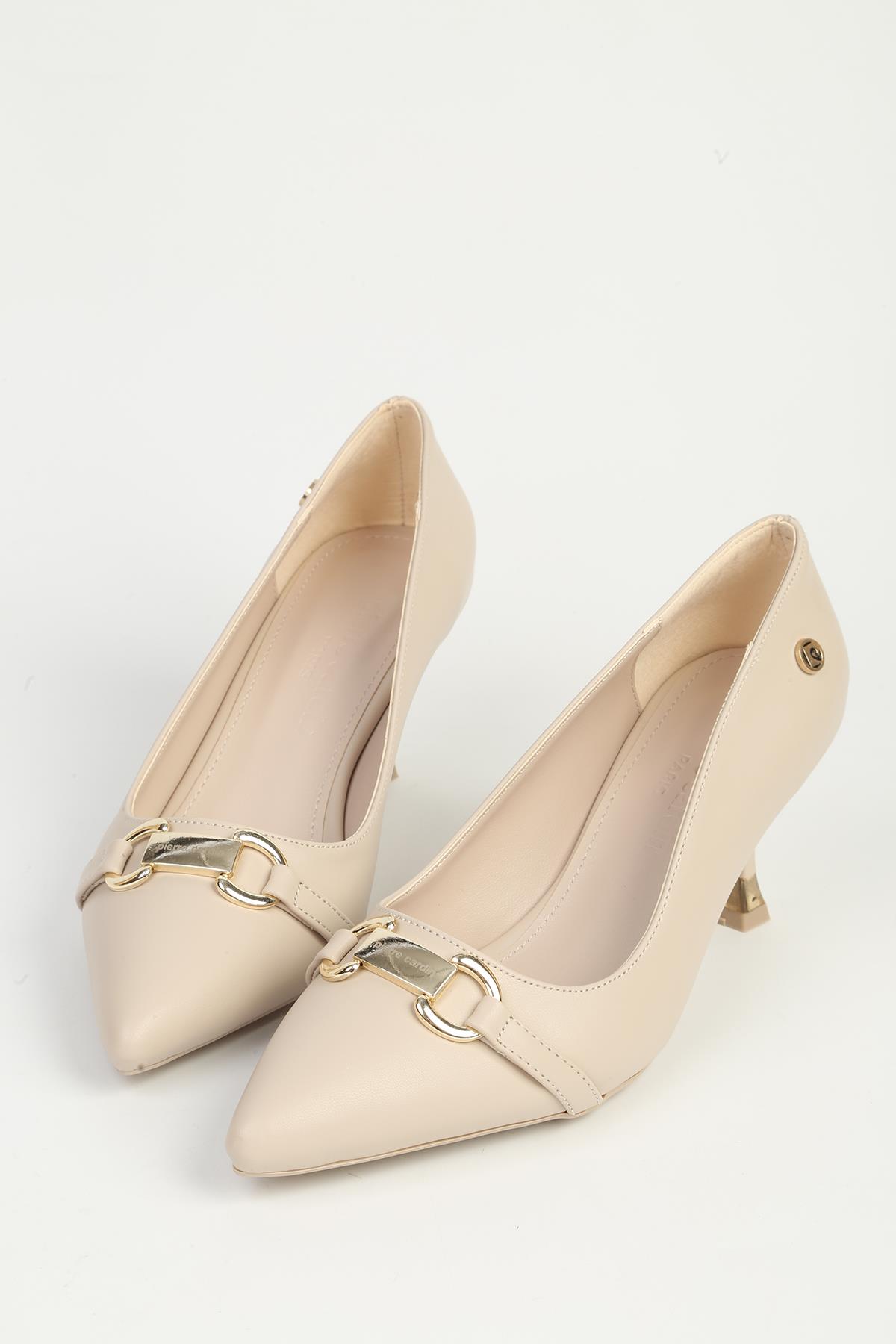 Krem Kadın Topuklu Ayakkabı PC-55015 - Görsel 2