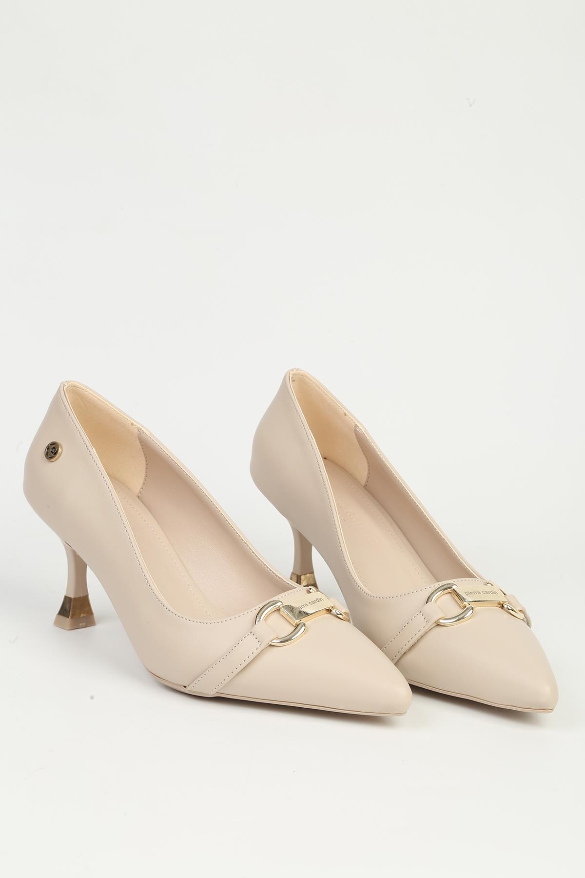 Krem Kadın Topuklu Ayakkabı PC-55015 - Görsel 4