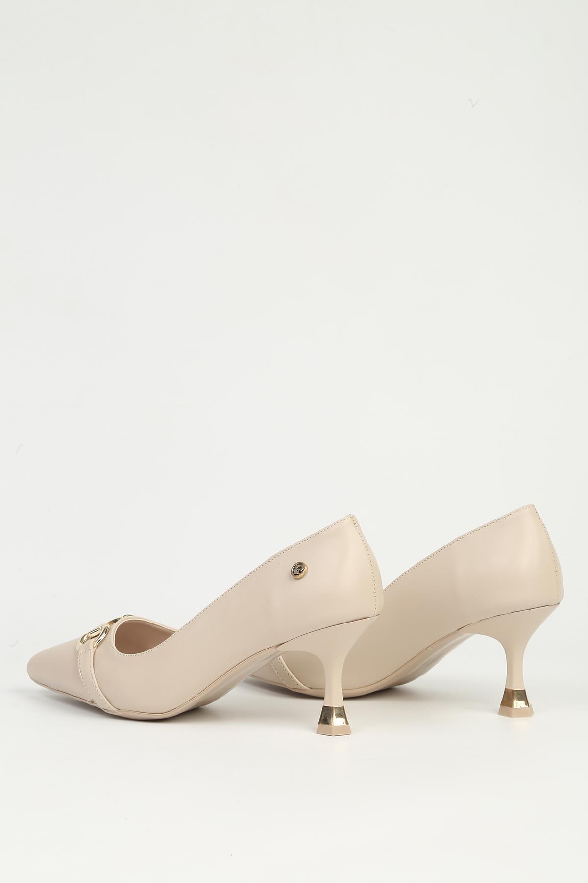 Krem Kadın Topuklu Ayakkabı PC-55015 - Görsel 5