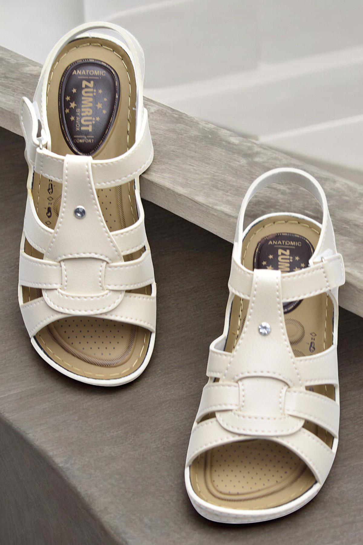 6001 TAM Ortopedik Taban Günlük Kadın Sandalet Terlik Siyah Sandalet - Görsel 4