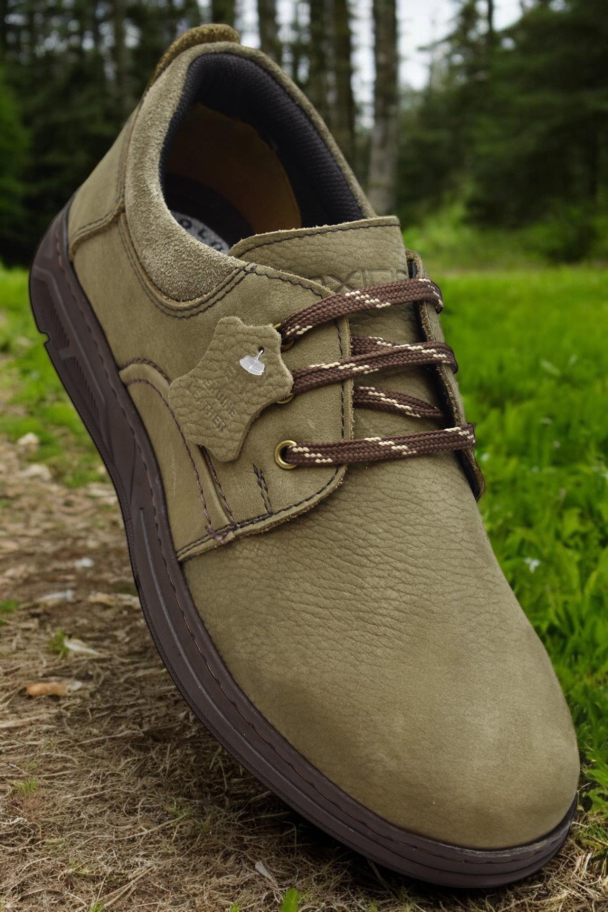 518-8 Ortopedik Taban Hakiki Deri Erkek Ayakkabı Casual Günlük Haki Erkek Ayakkabı - Görsel 2