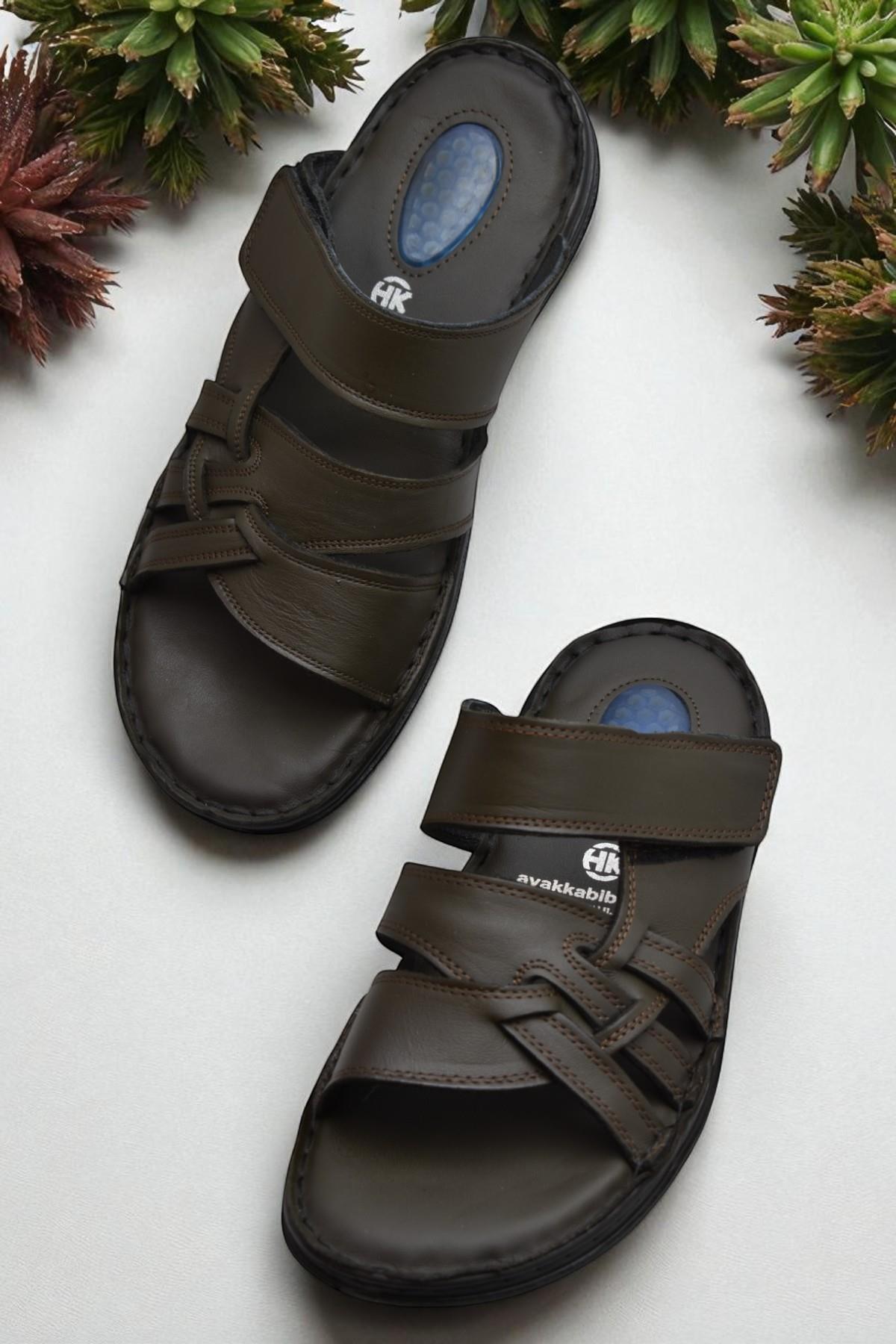 Jel Taban 057 TAM ORTOPEDİK Günlük Hakiki Deri Erkek Terlik İçi Dışı Hakiki Deri - Görsel 3