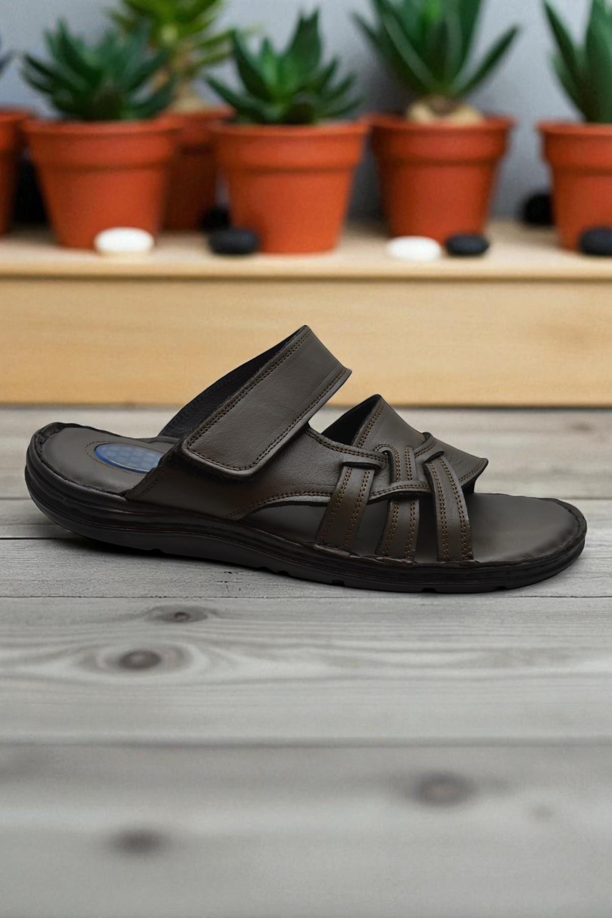 Jel Taban 057 TAM ORTOPEDİK Günlük Hakiki Deri Erkek Terlik İçi Dışı Hakiki Deri - Görsel 4