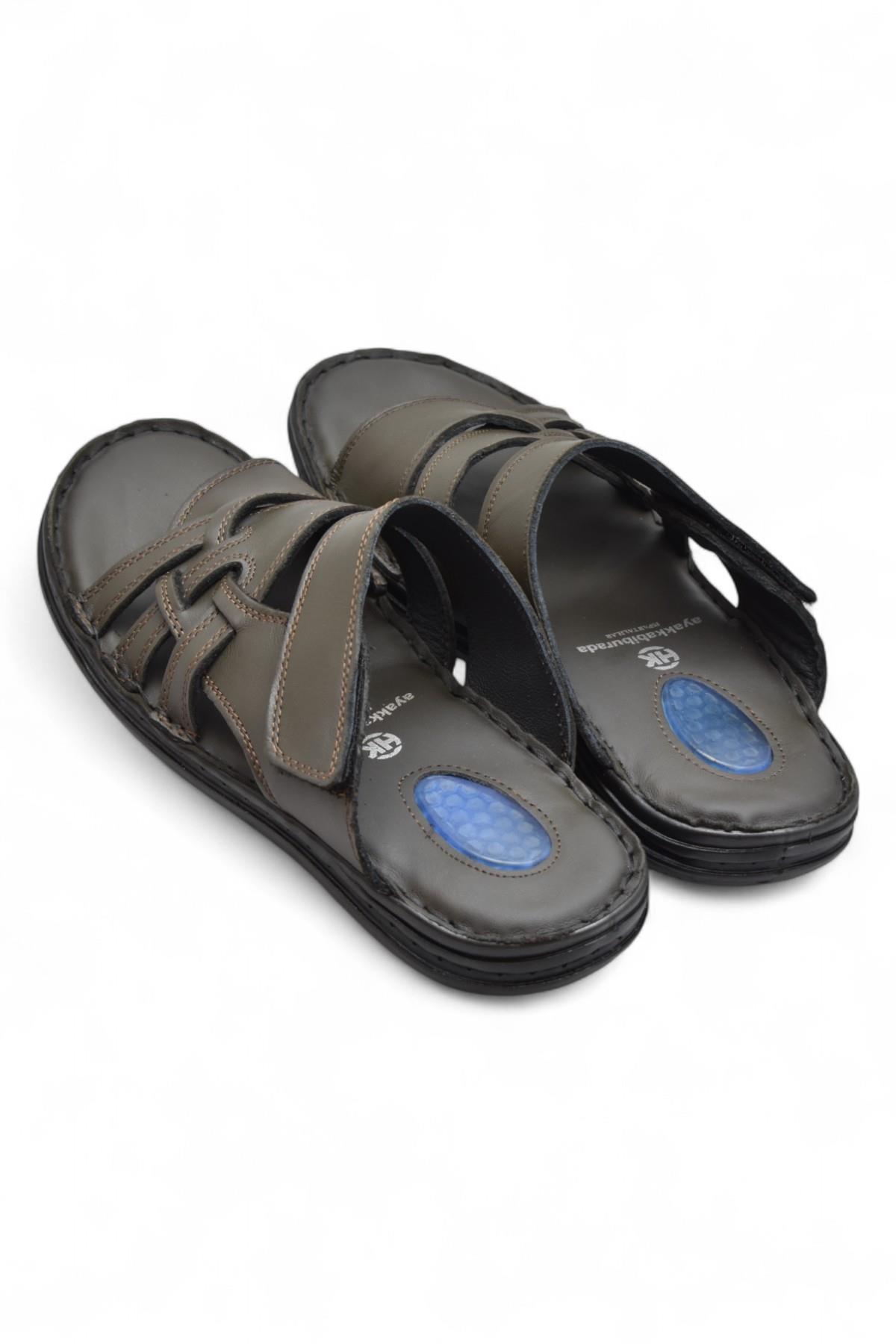 Jel Taban 057 TAM ORTOPEDİK Günlük Hakiki Deri Erkek Terlik İçi Dışı Hakiki Deri - Görsel 6