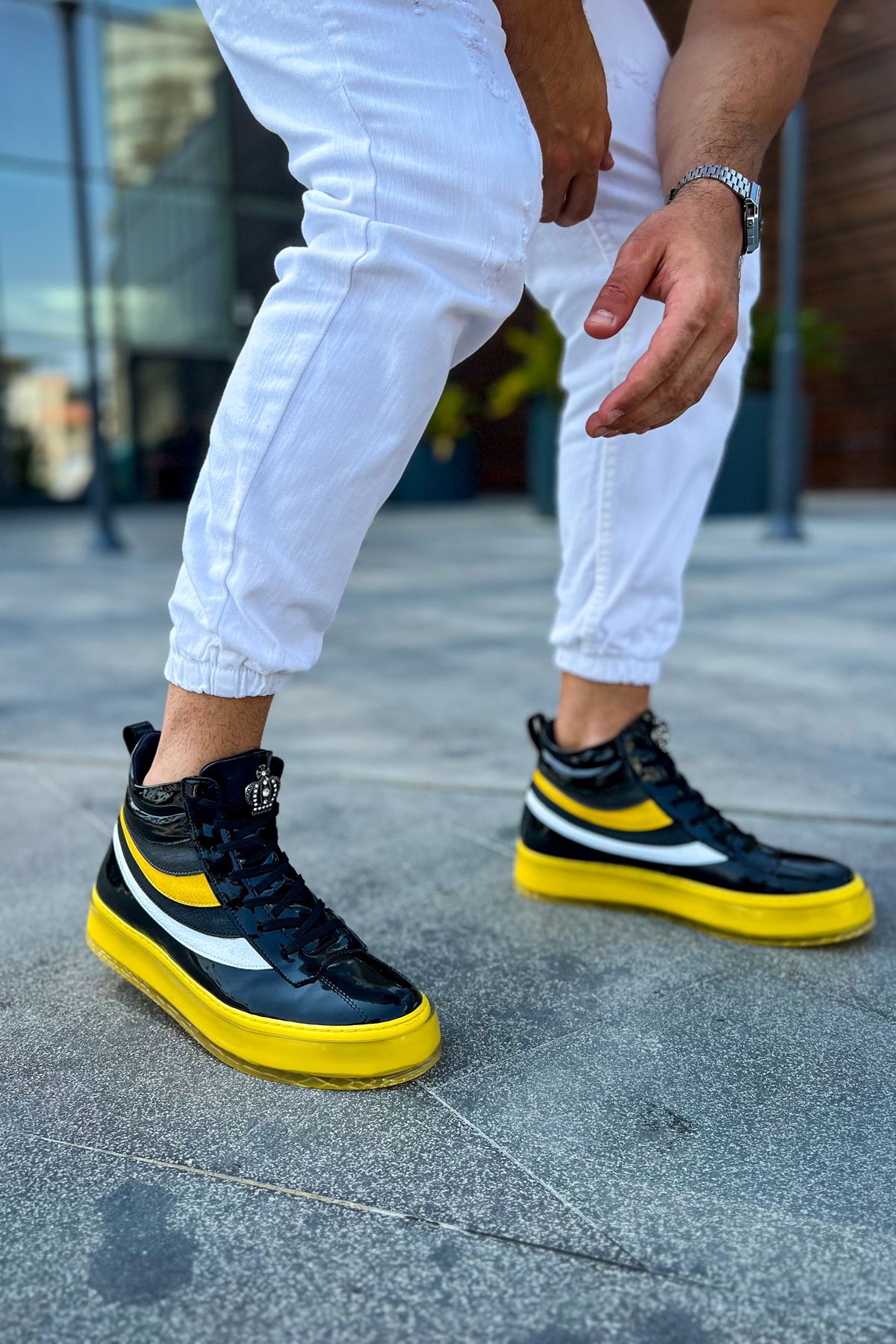 Bağcıklı Erkek Sneaker Bot Sarı - Görsel 4