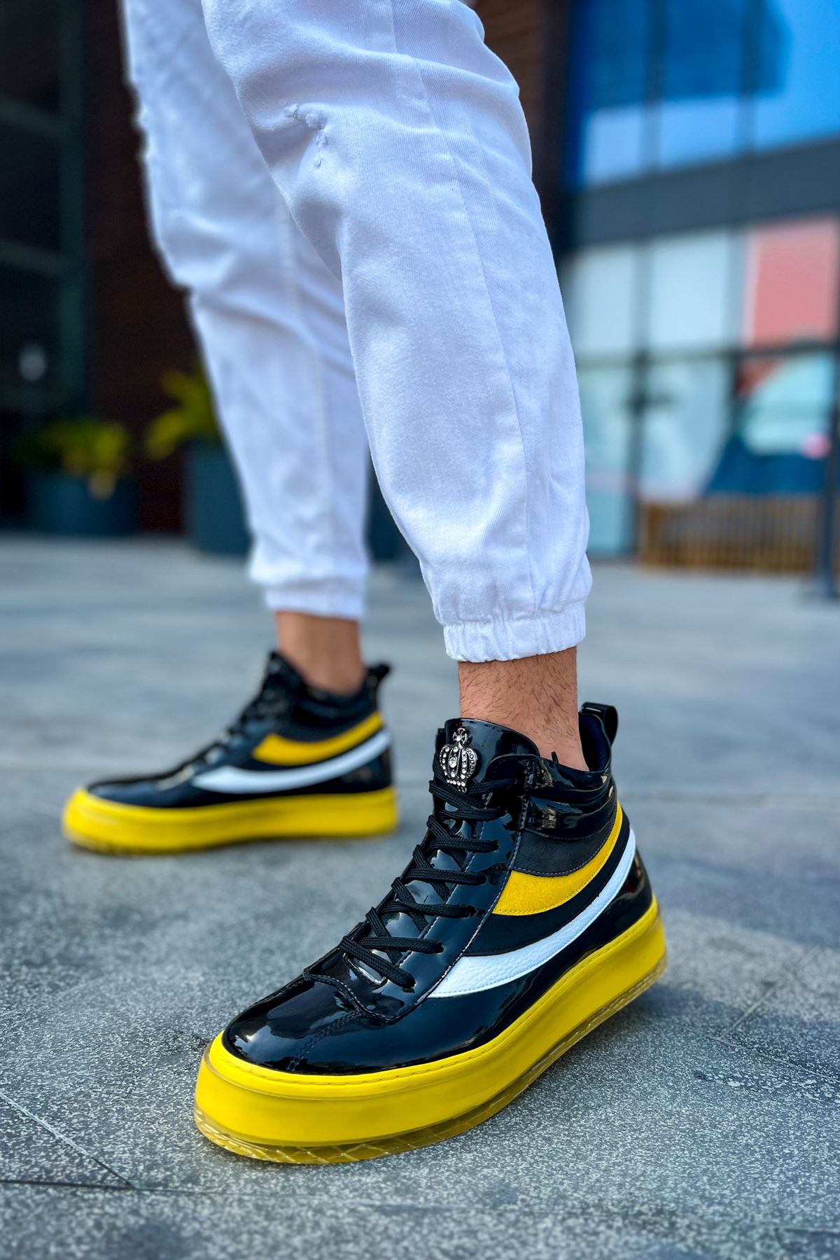 Bağcıklı Erkek Sneaker Bot Sarı - Görsel 5