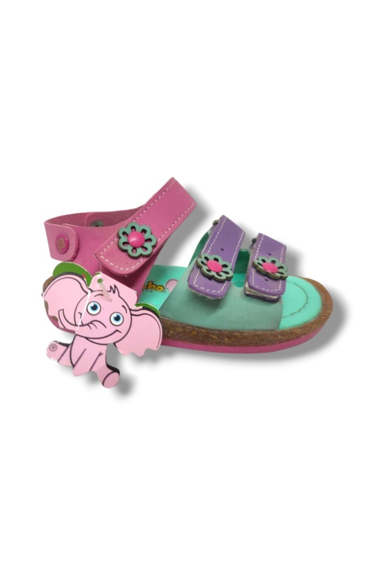 Şirinbebe 1612-20 Çiçekli 3 Bant Kız Çocuk Sandalet Yeşil Mor 21-25 - Görsel 3