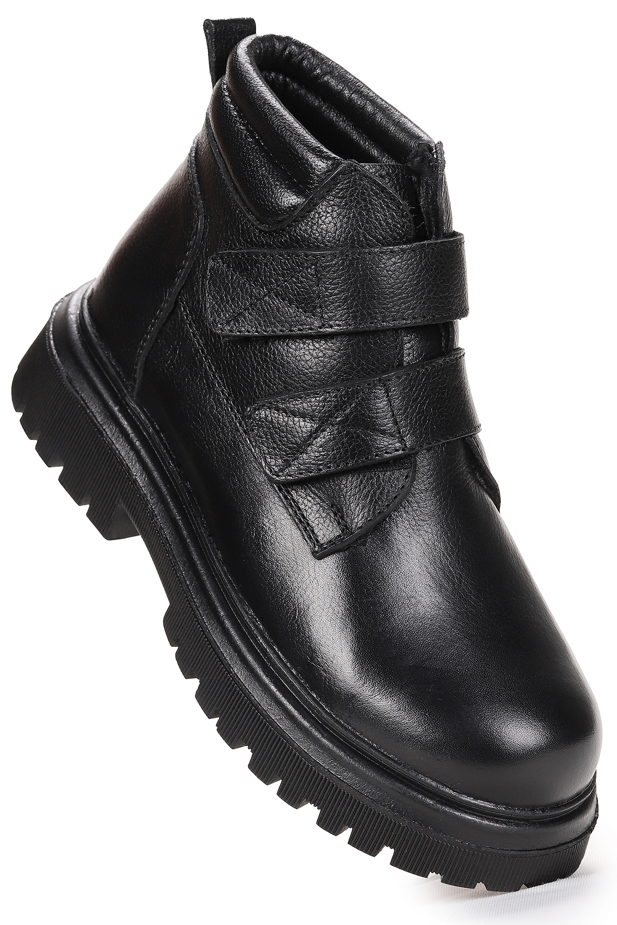 Teze %100 Deri Cırtlı Erkek Çocuk Bot Ayakkabı Siyah - Görsel 4