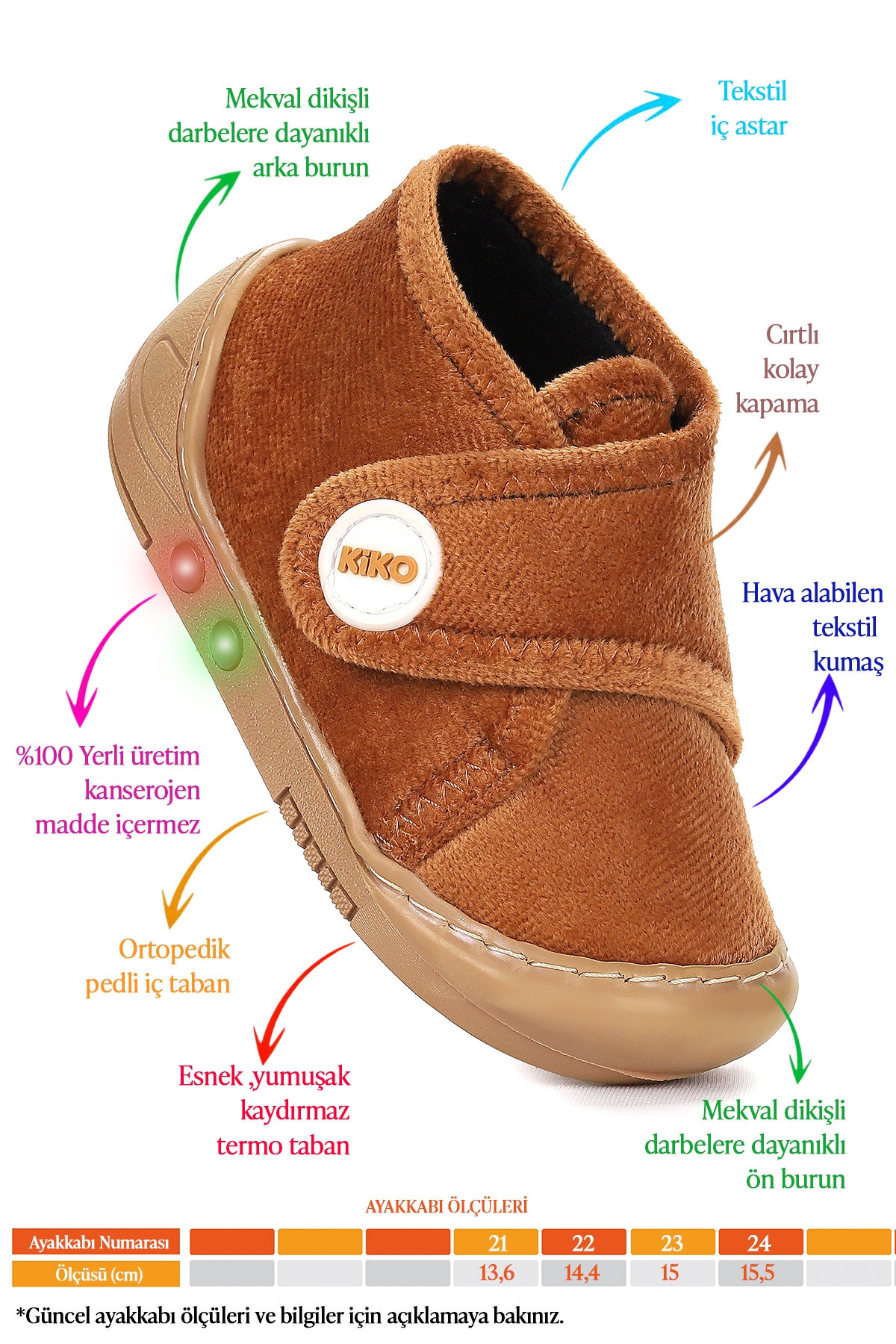 Petri Günlük Işıklı Erkek Bebek Ev Okul Kreş Panduf Taba - Görsel 3