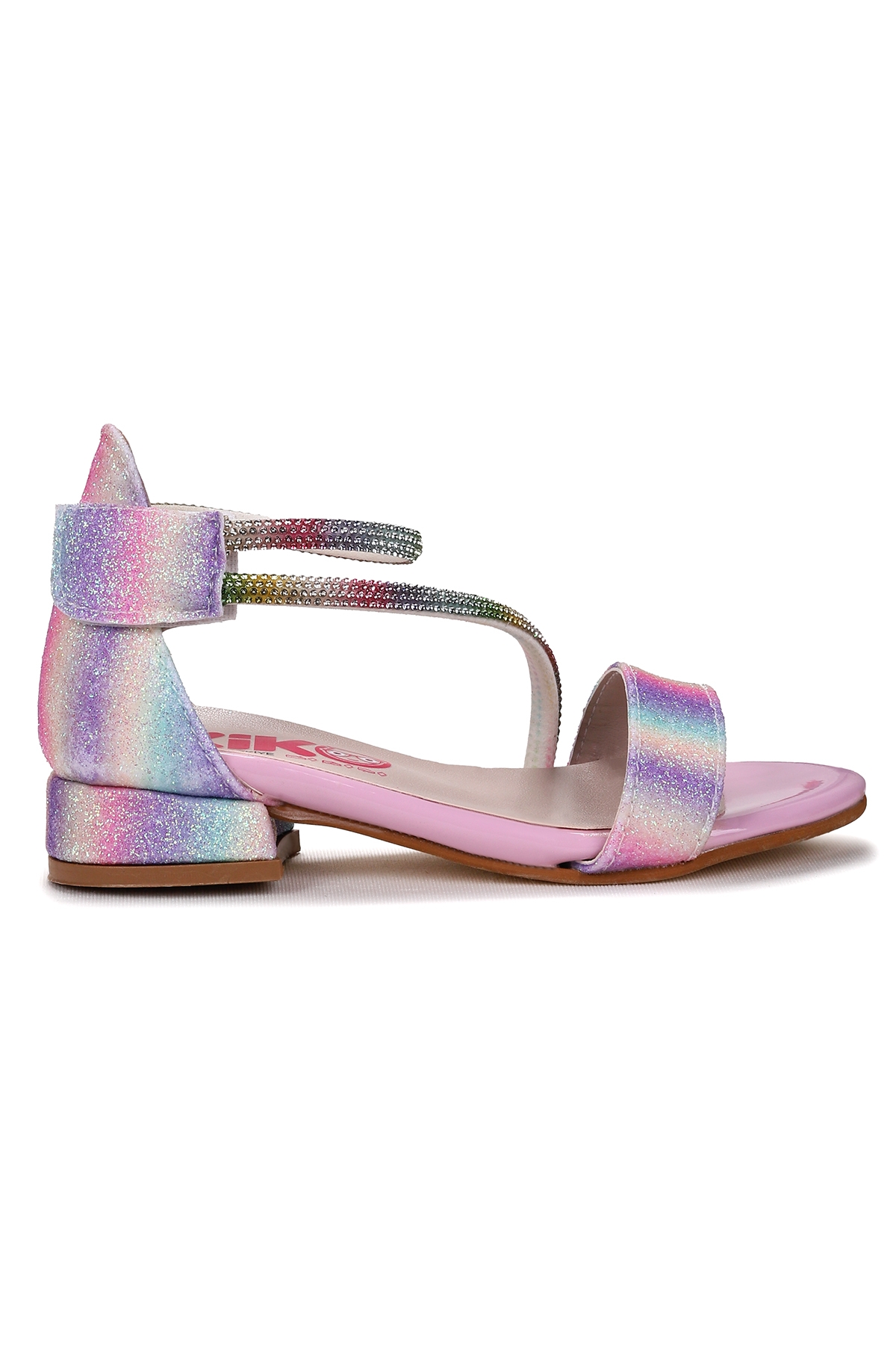 Yada Kum Simli Kız Bebek 2 Cm Topuklu Sandalet Abiye Ayakkabı Gök Kuşağı - Görsel 2