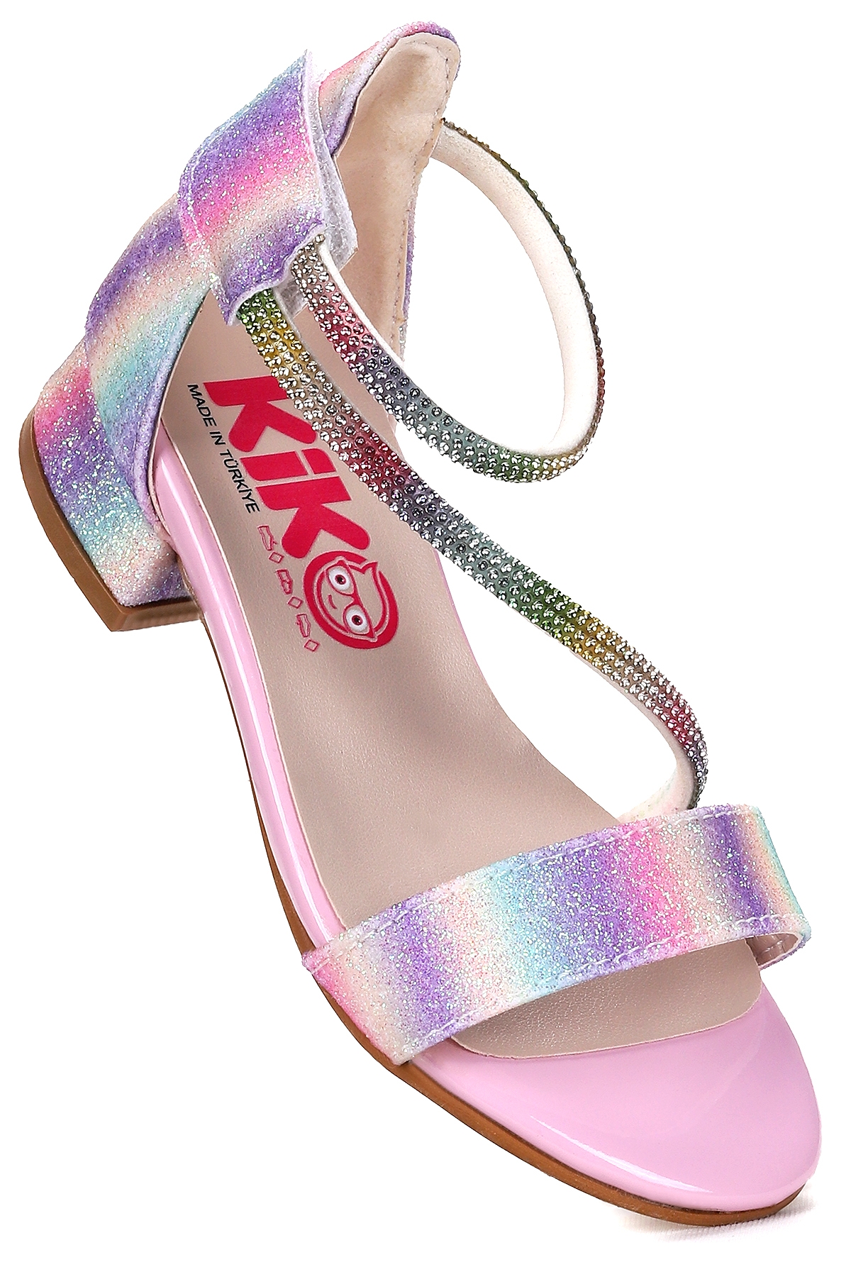 Yada Kum Simli Kız Bebek 2 Cm Topuklu Sandalet Abiye Ayakkabı Gök Kuşağı - Görsel 4