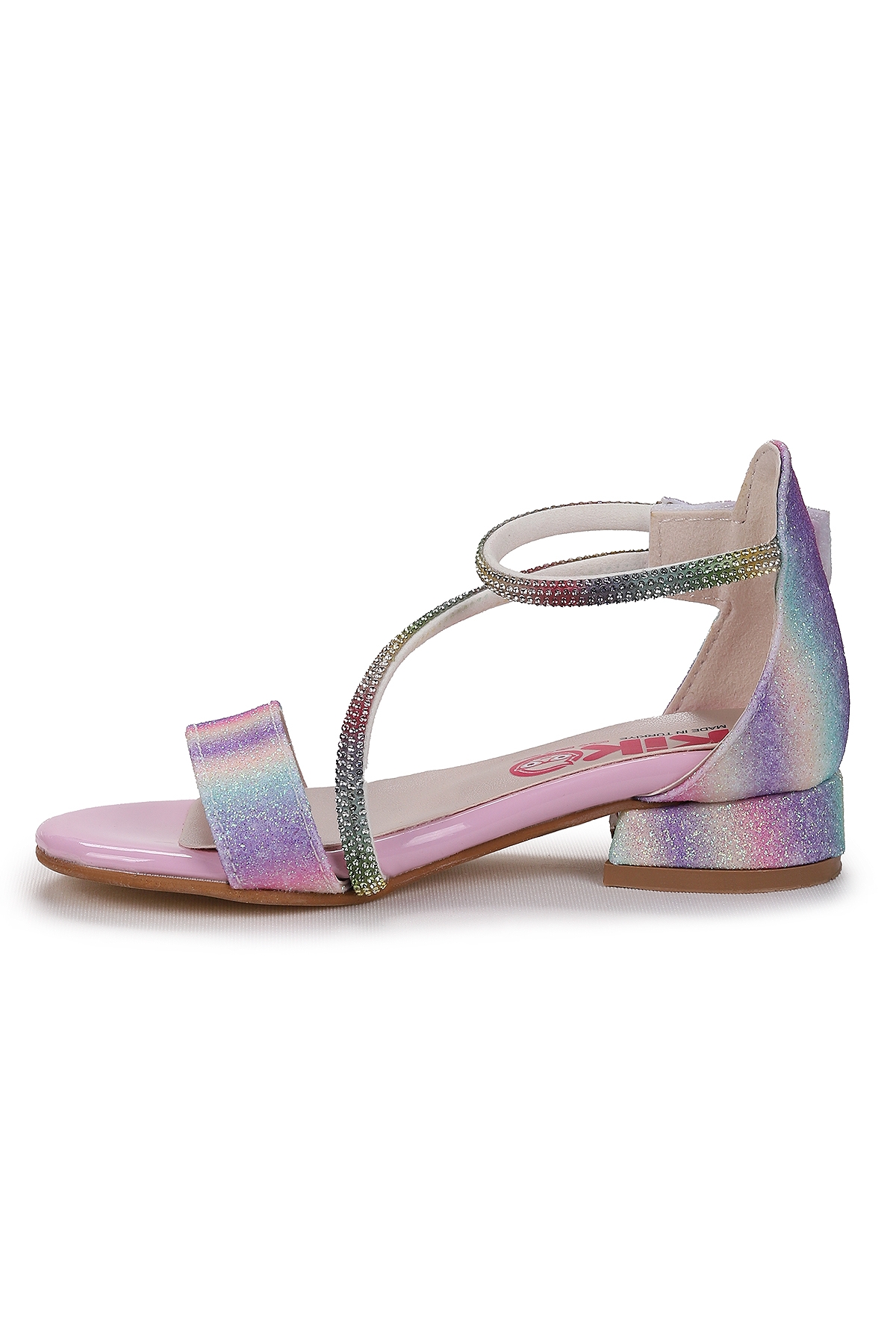 Yada Kum Simli Kız Bebek 2 Cm Topuklu Sandalet Abiye Ayakkabı Gök Kuşağı - Görsel 5