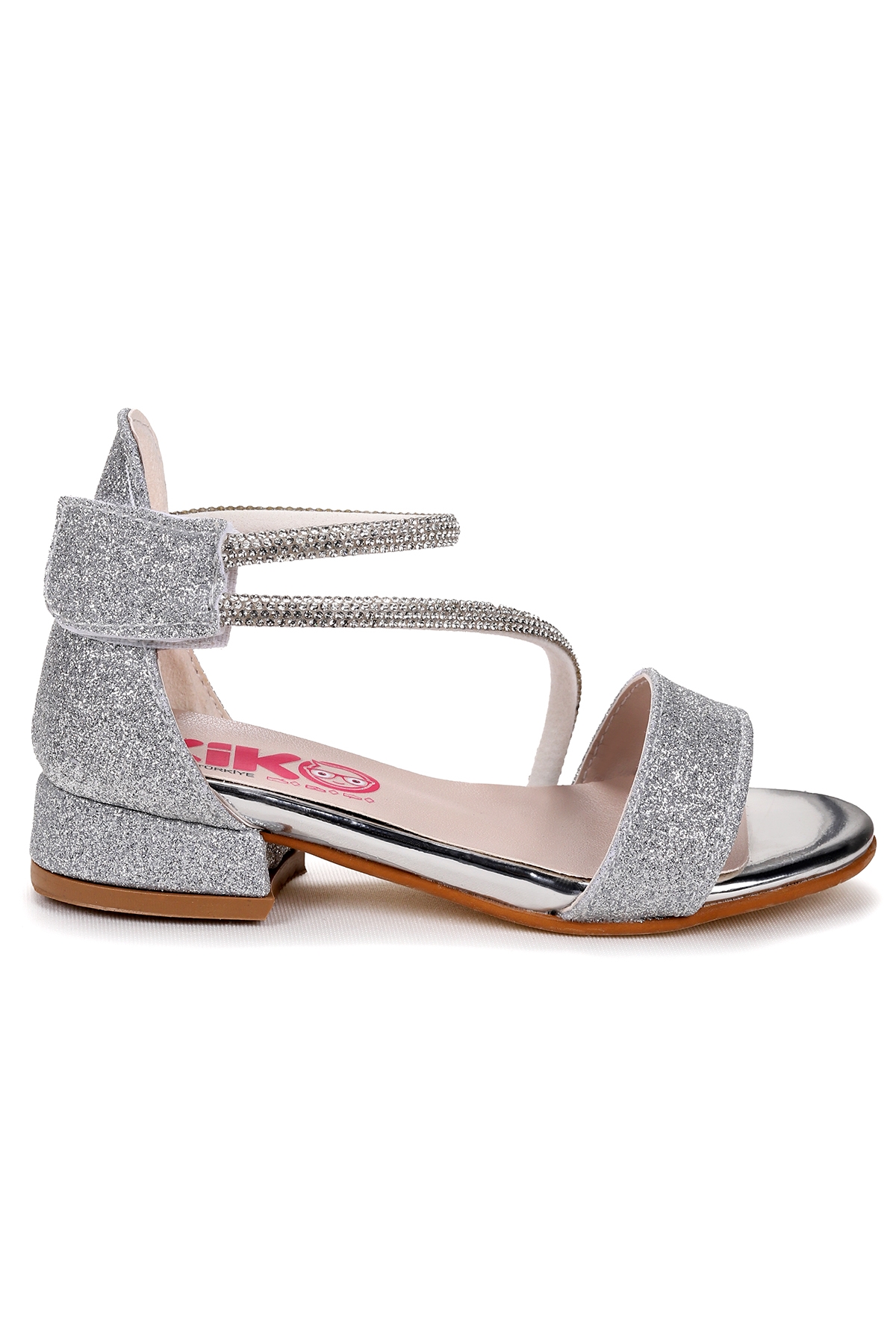 Yada Kum Simli Kız Bebek 2 Cm Topuklu Sandalet Abiye Ayakkabı Gümüş - Görsel 2