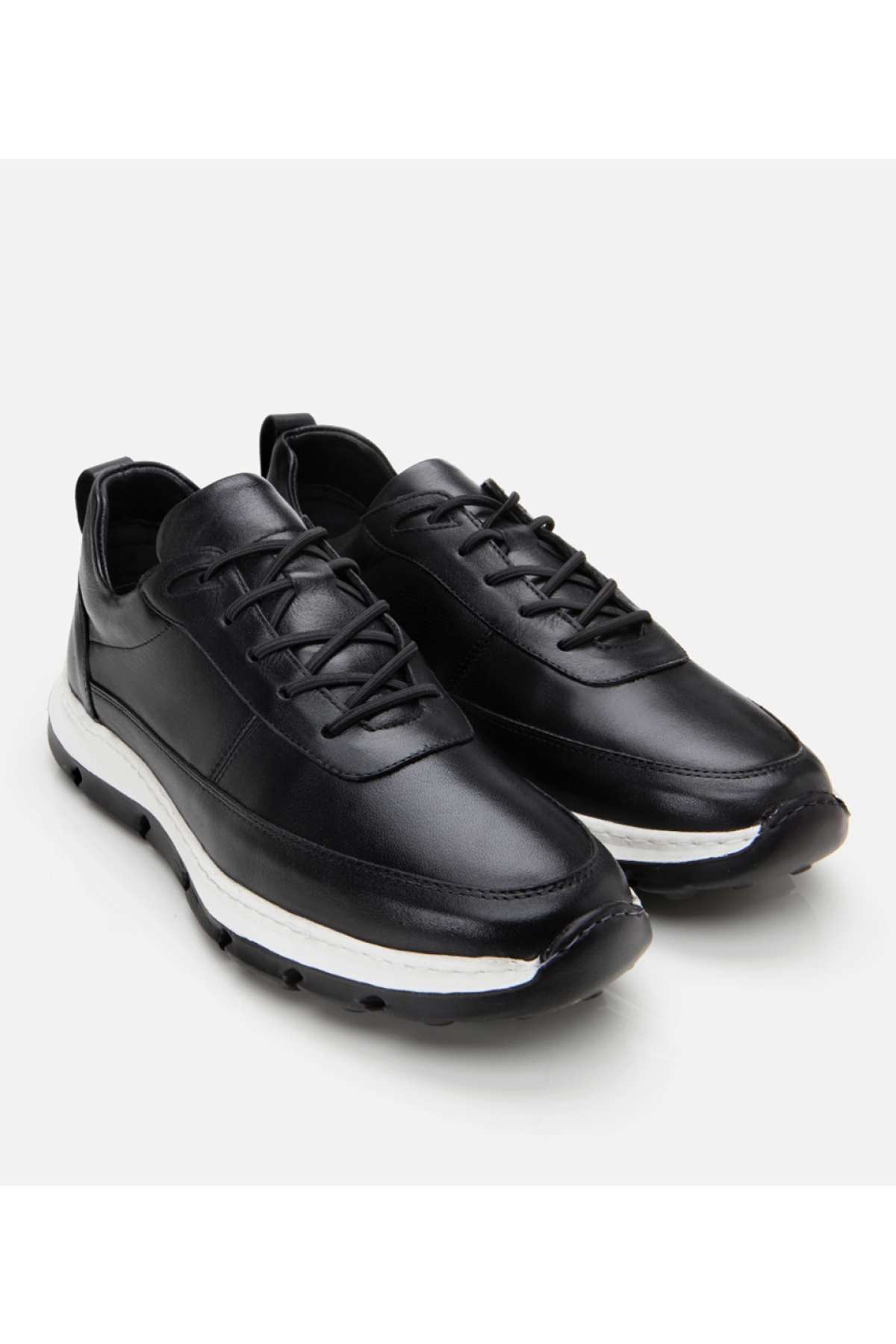 Erkek Deri Siyah Ultra Hafif Tabanlı Spor Ayakkabı - Görsel 3
