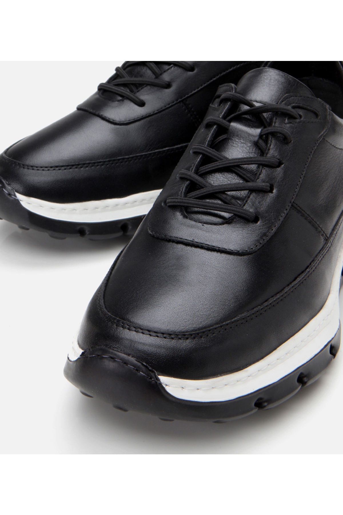 Erkek Deri Siyah Ultra Hafif Tabanlı Spor Ayakkabı - Görsel 4