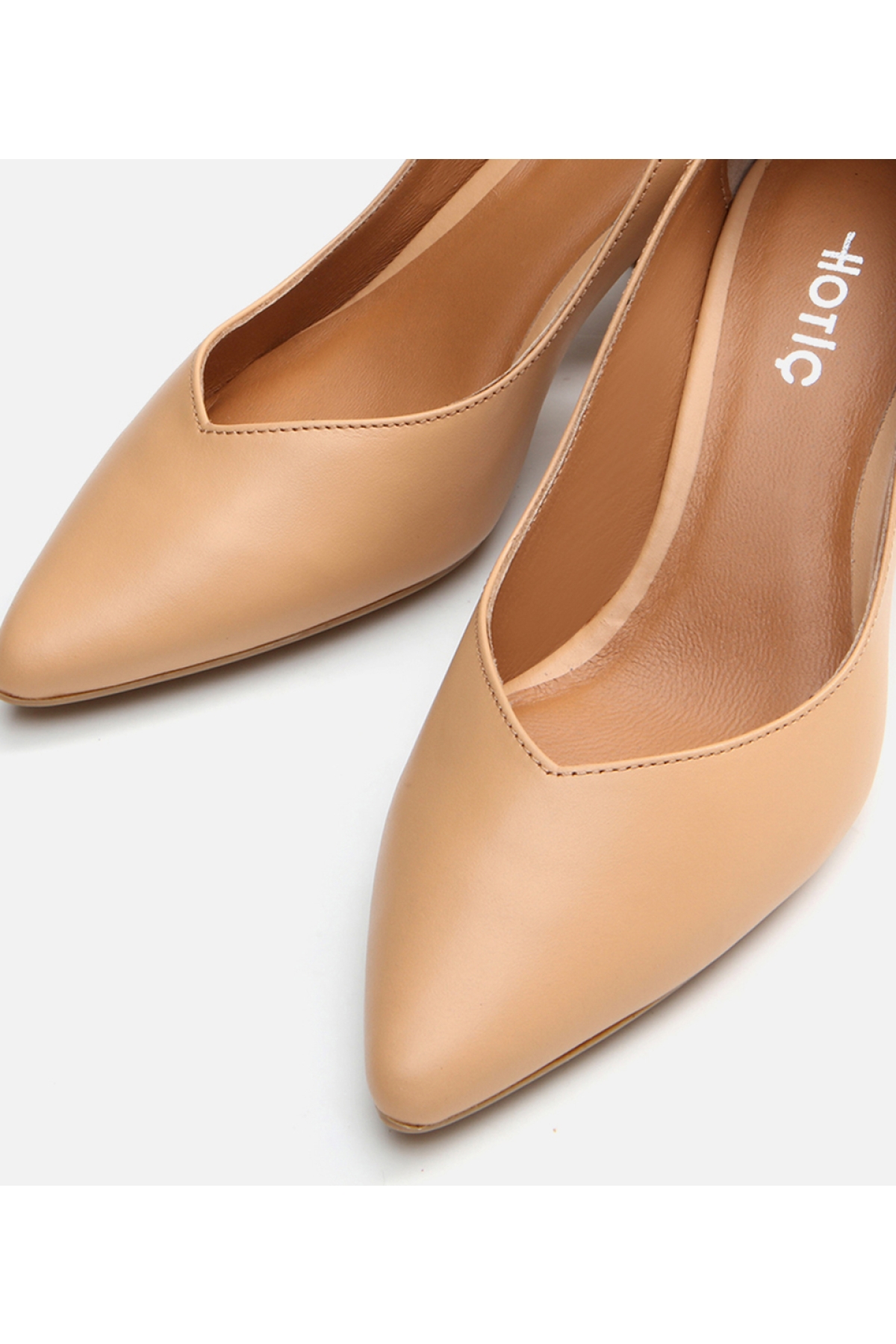 Kadın Deri Bej Kalın Topuklu Ayakkabı - Görsel 5
