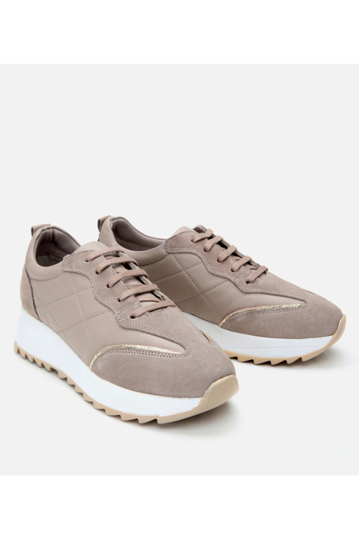 Kadın Deri Vizon Kalın Tabanlı Spor Ayakkabı - Görsel 3