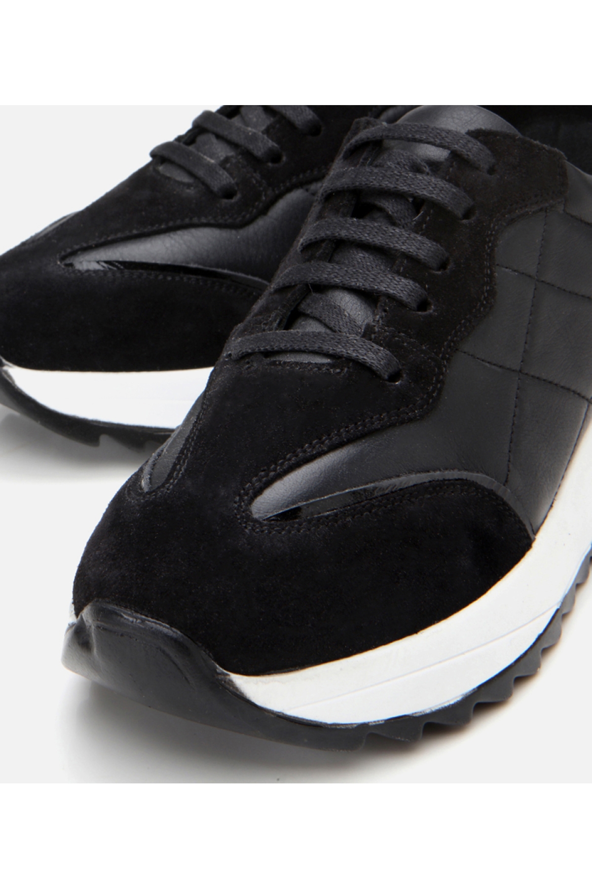 Kadın Deri Siyah Kalın Tabanlı Spor Ayakkabı - Görsel 5