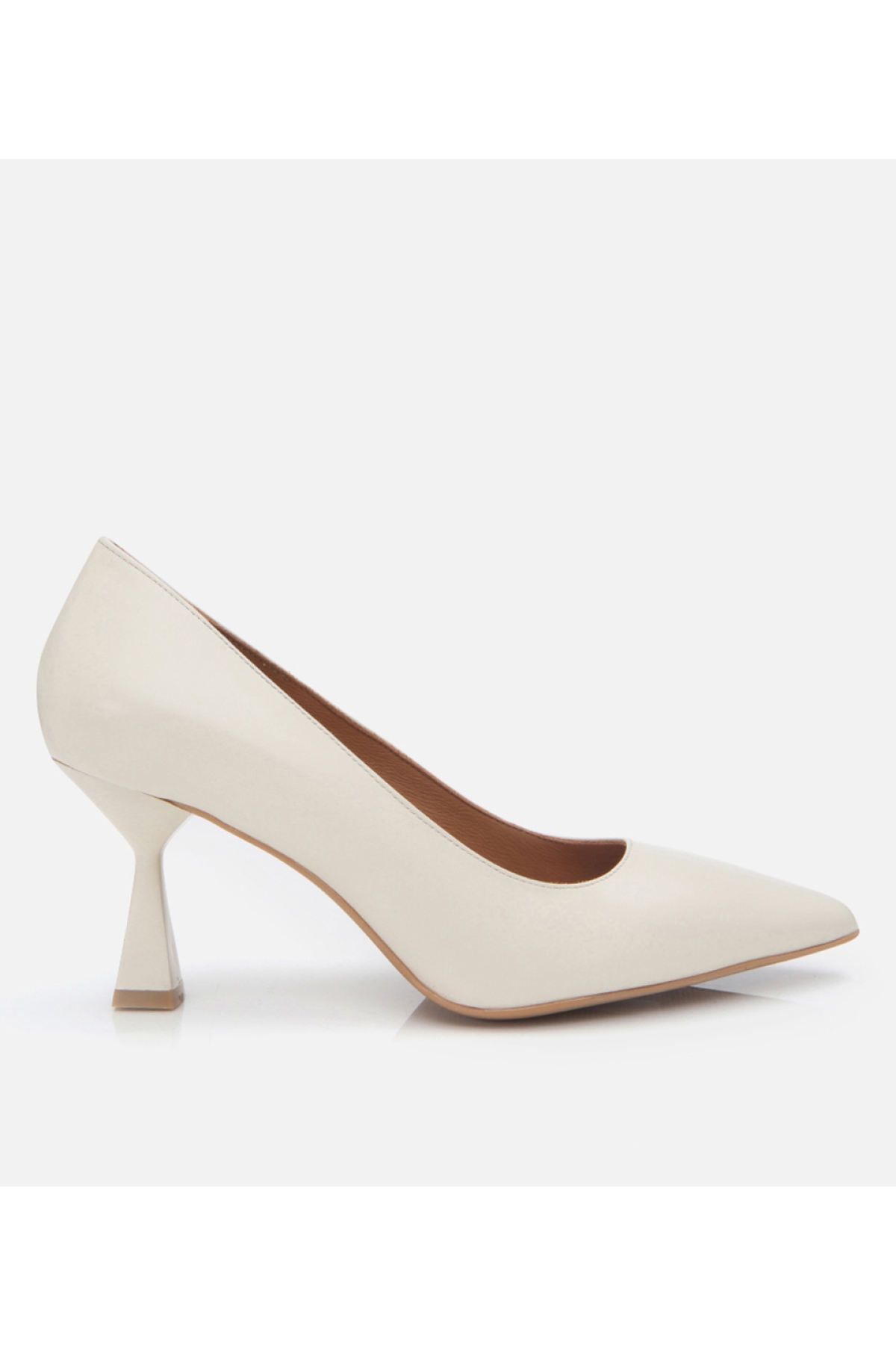 Kadın Deri Ekru Esnek Tabanlı Stiletto - Görsel 2