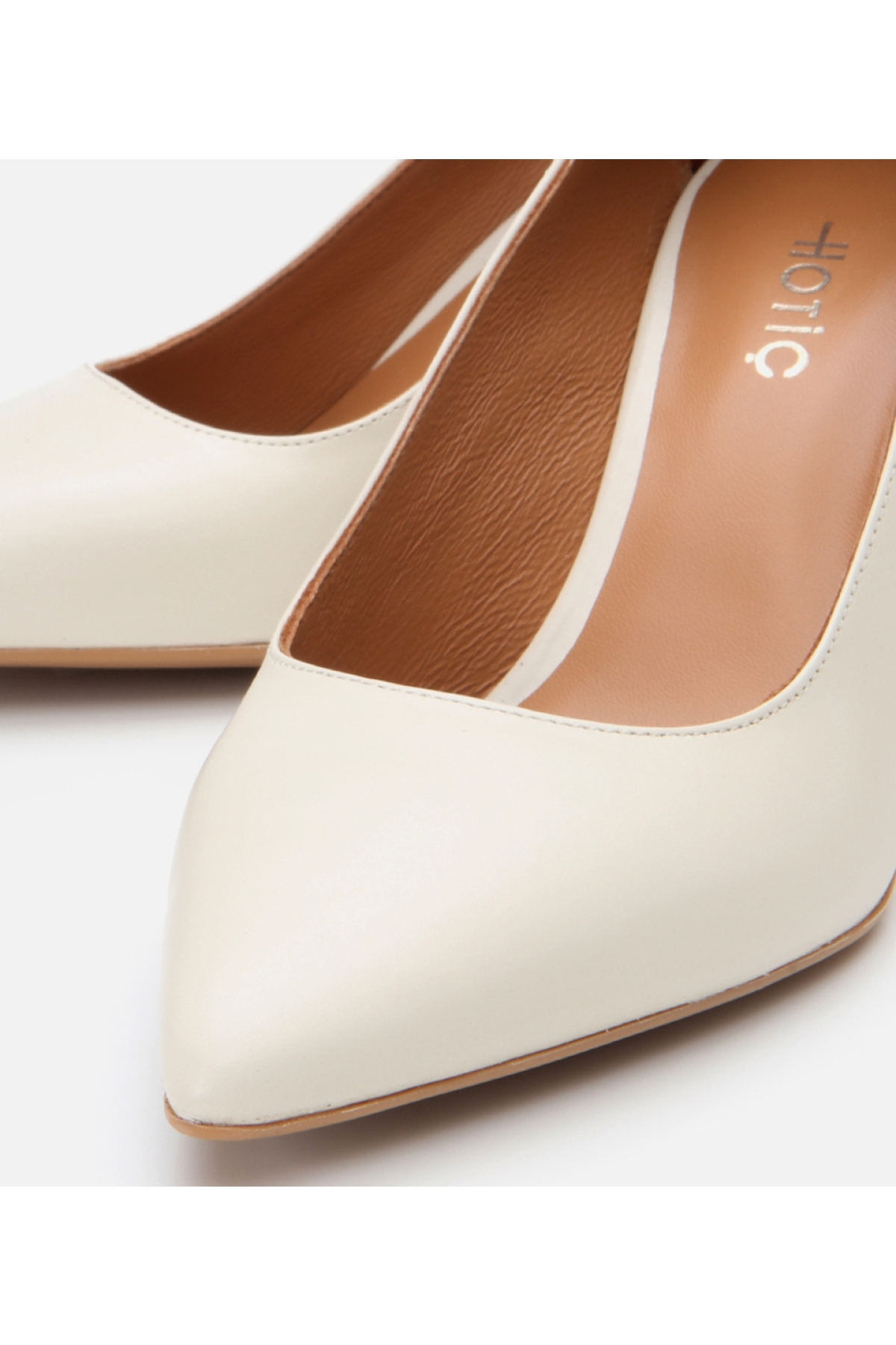 Kadın Deri Ekru Esnek Tabanlı Stiletto - Görsel 5