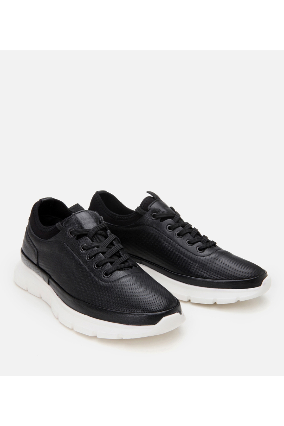 Erkek Deri Siyah Ultra Hafif Tabanlı Spor Ayakkabı - Görsel 3