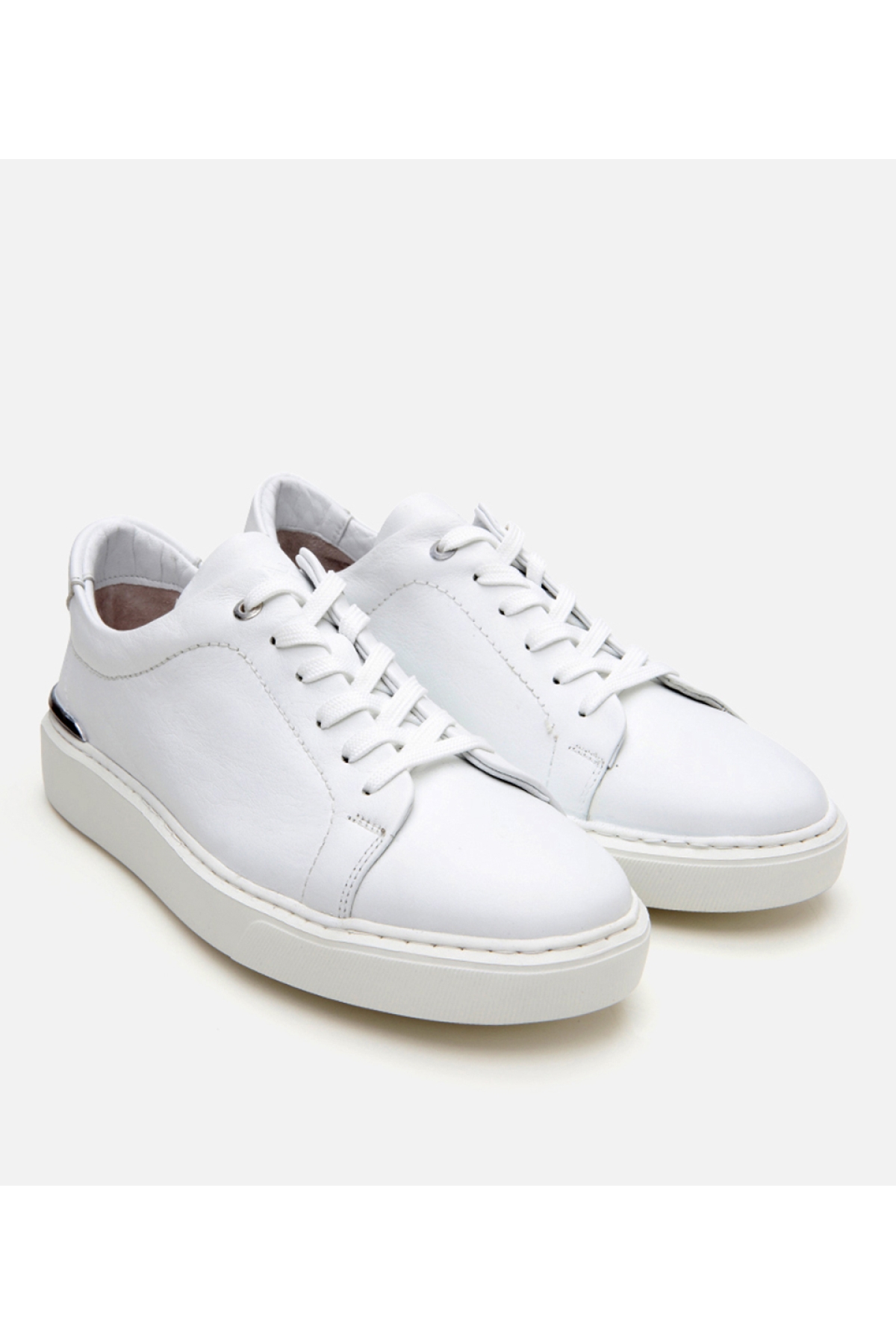 Erkek Deri Beyaz Ultra Hafif Tabanlı Spor Ayakkabı - Görsel 3