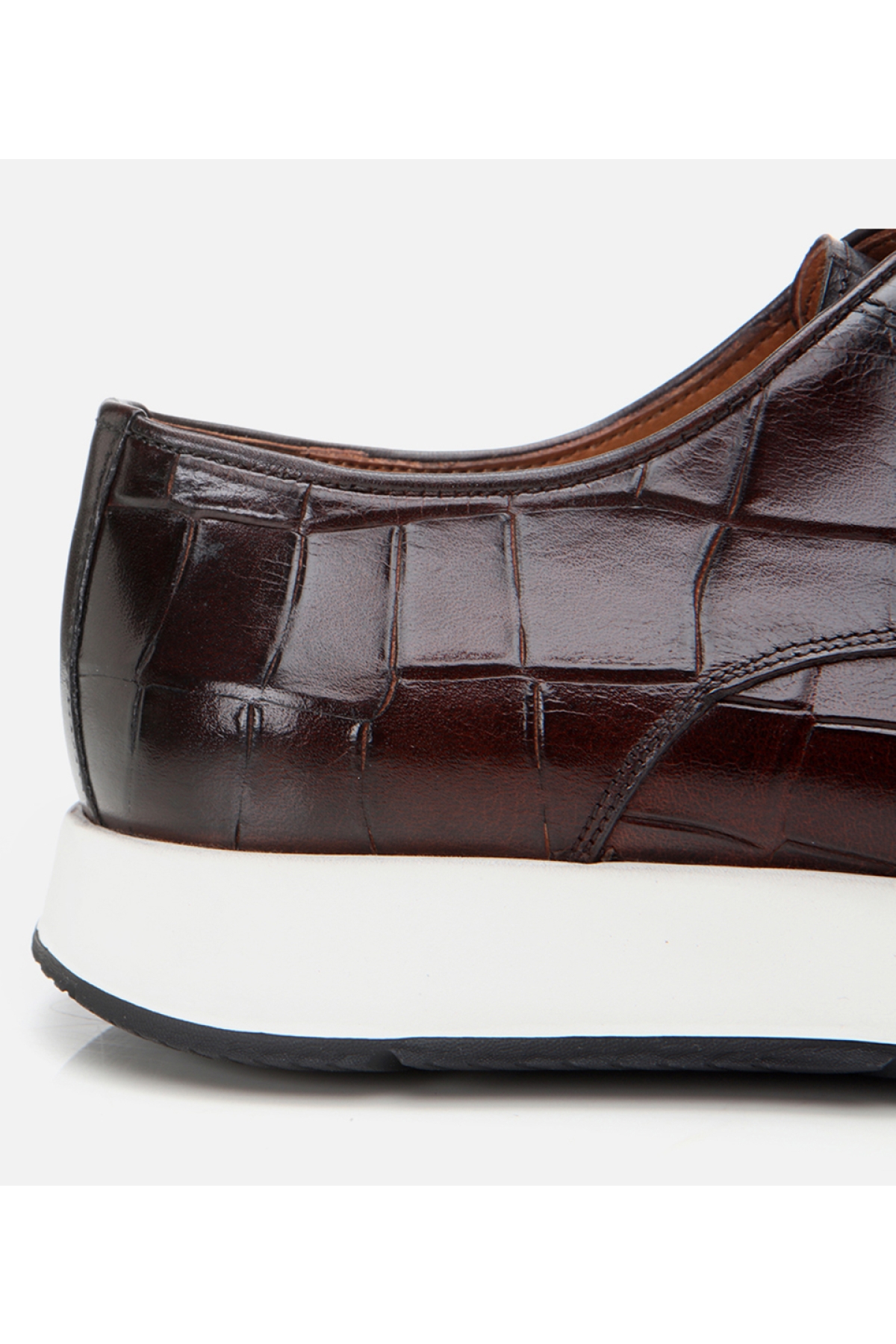 Erkek Deri Kahverengi Kroko Desenli Günlük Ayakkabı - Görsel 4