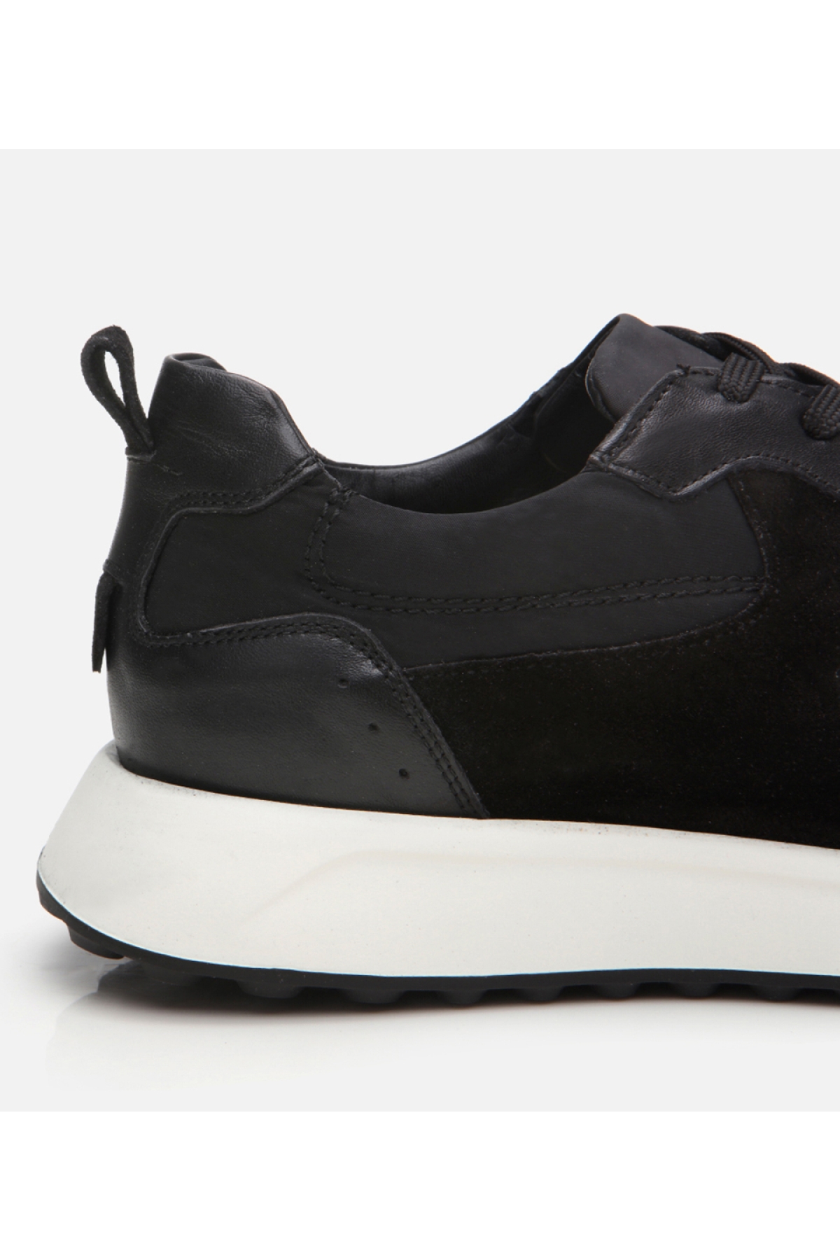 Erkek Süet Deri Siyah Ultra Hafif Tabanlı Spor Ayakkabı - Görsel 4
