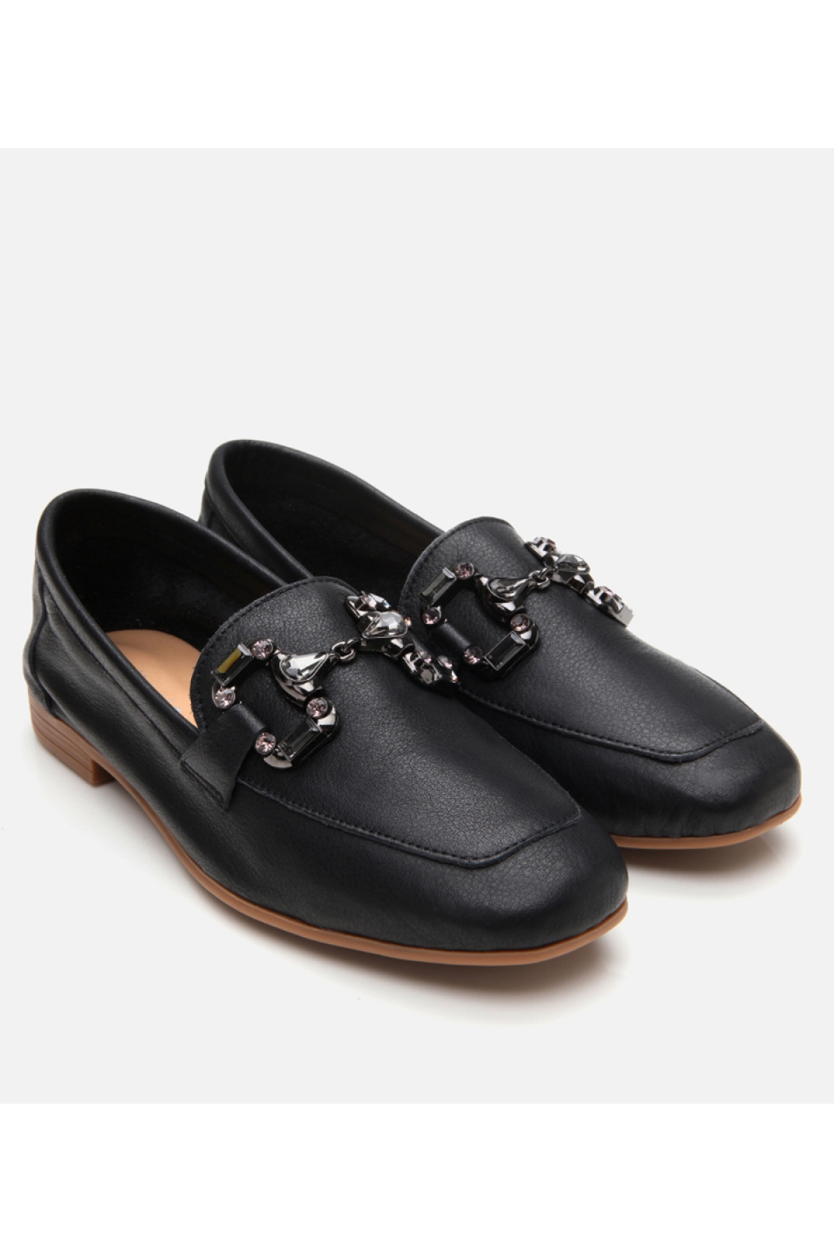 Kadın Deri Siyah Tokalı Klasik Loafer - Görsel 3