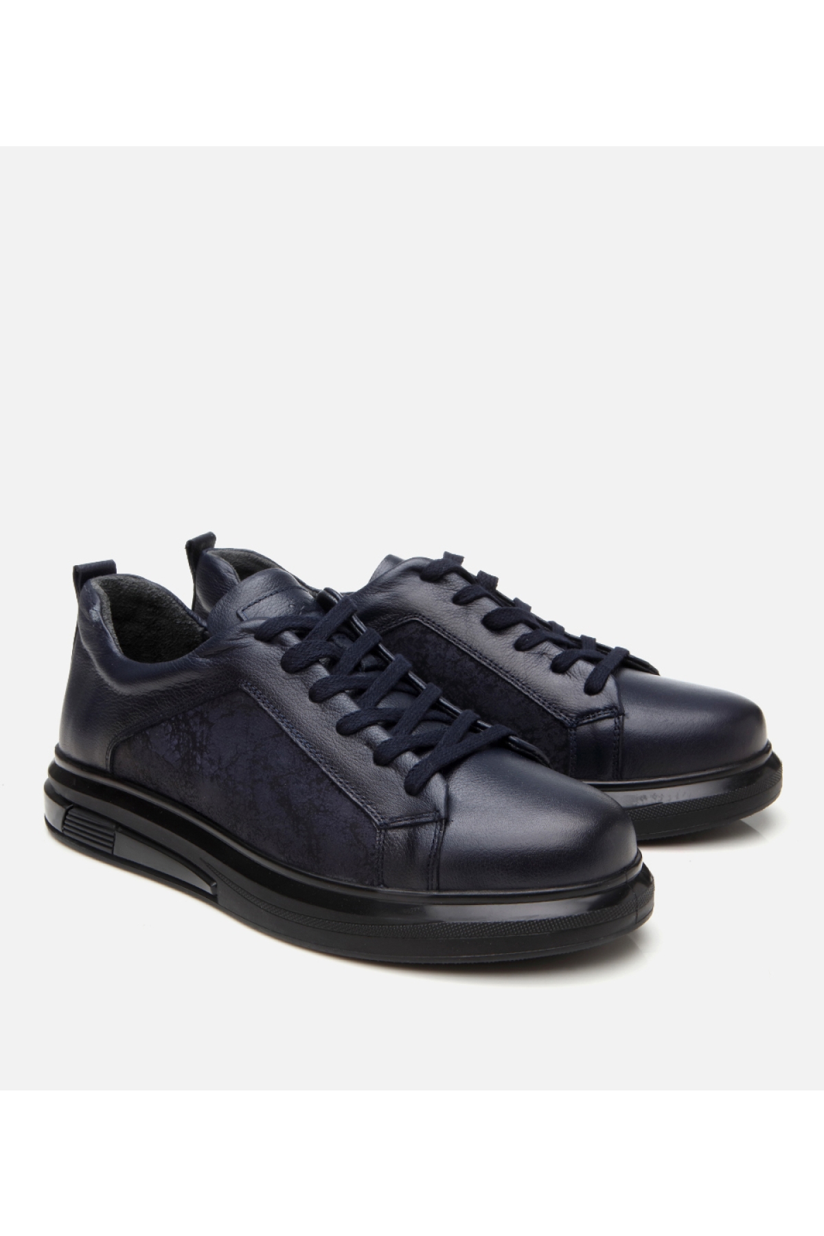 Erkek Deri Lacivert Spor Ayakkabı - Görsel 3