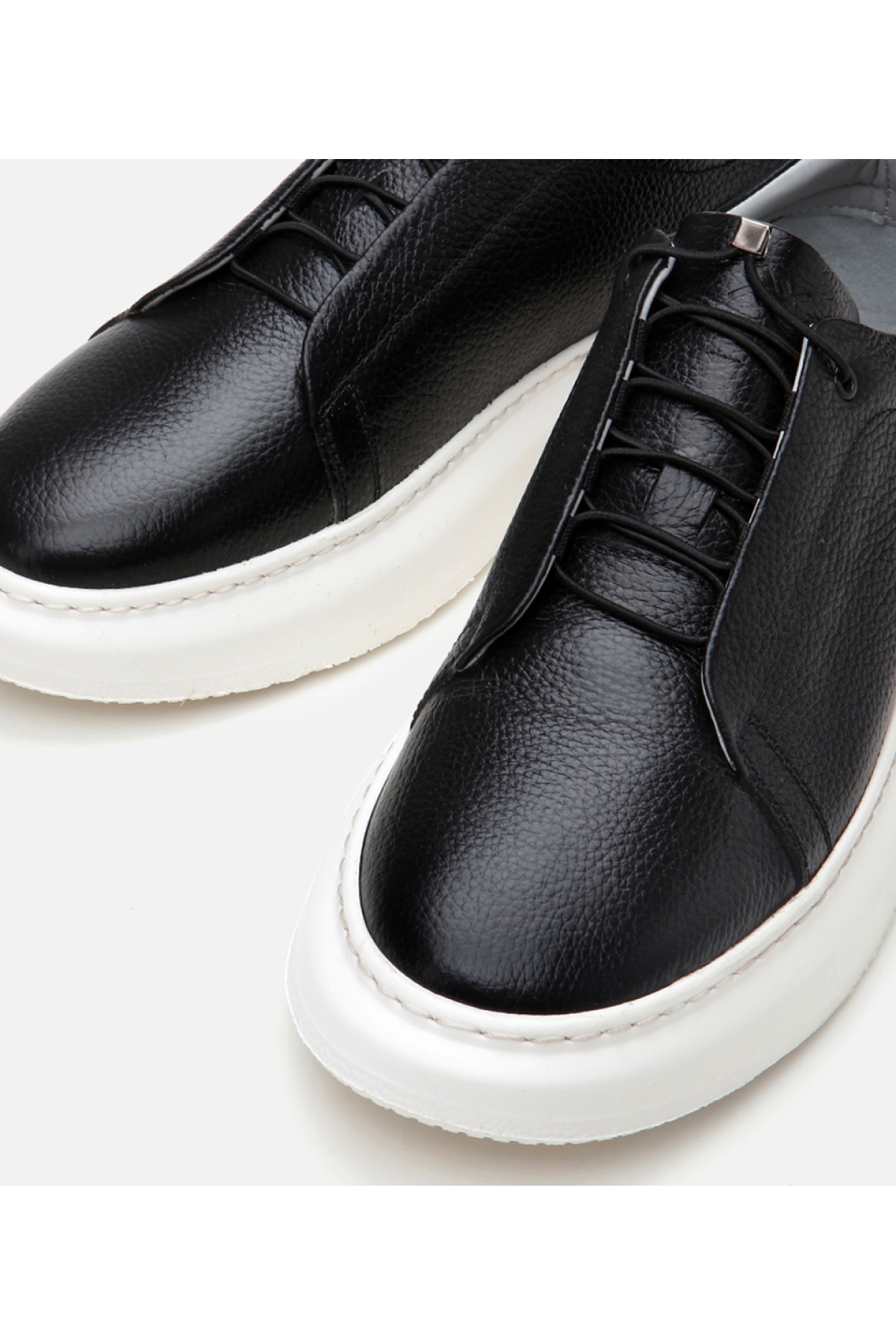 Erkek Deri Siyah Ultra Hafif Tabanlı Spor Ayakkabı - Görsel 4