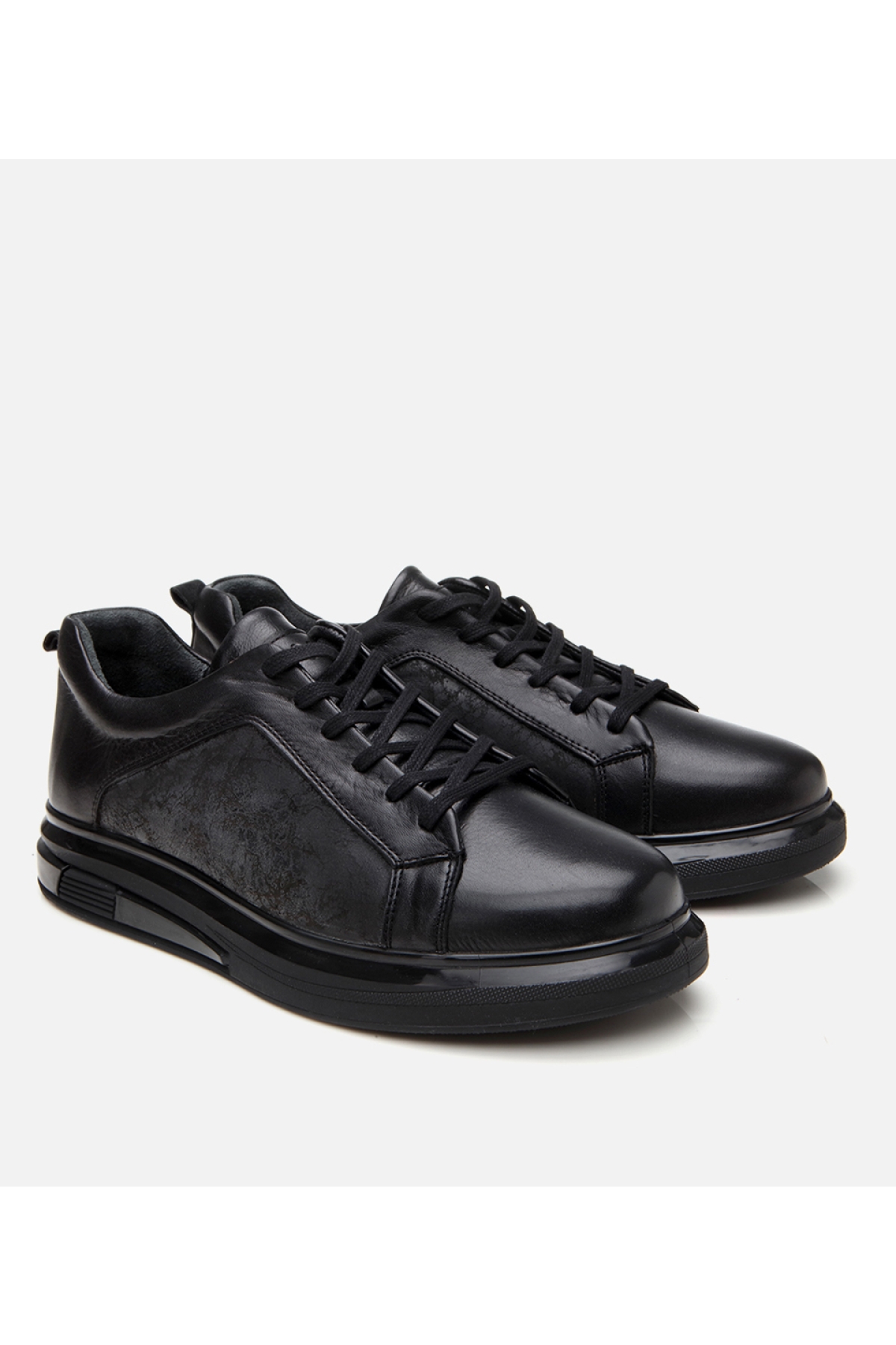 Erkek Deri Siyah Spor Ayakkabı - Görsel 3